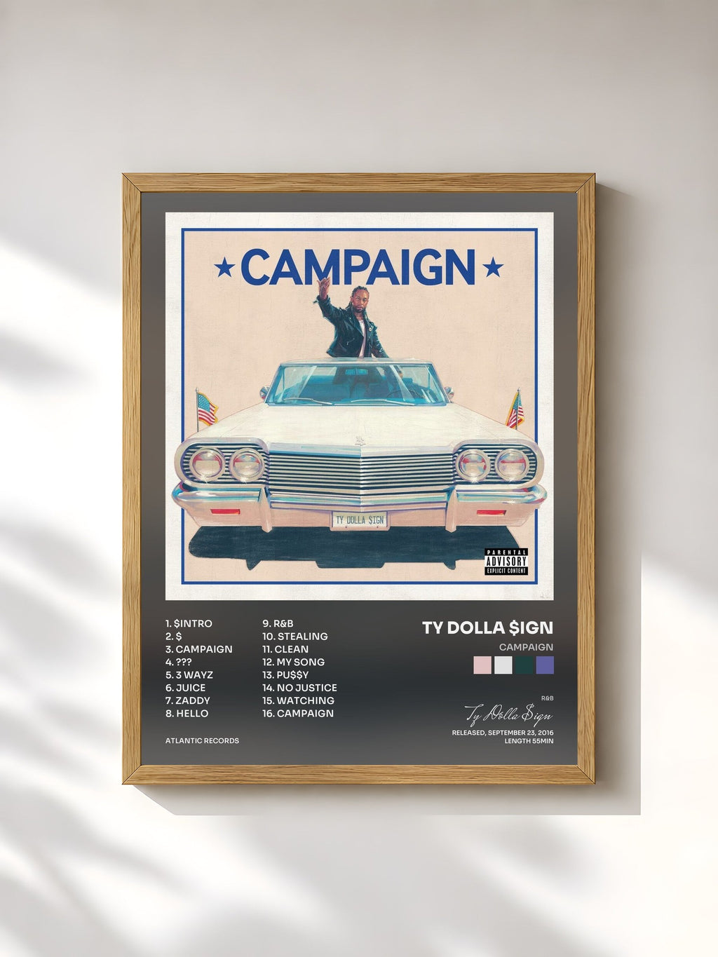 #bois Tableau de l'album Campaign de Ty Dolla $ign, cadre en bois brut, imprimé et encadré en France