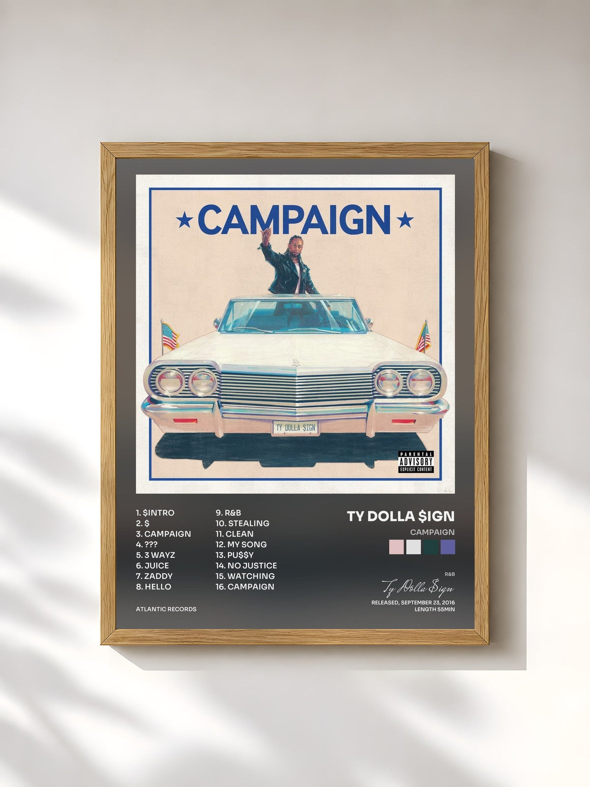 #bois Tableau de l'album Campaign de Ty Dolla $ign, cadre en bois brut, imprimé et encadré en France