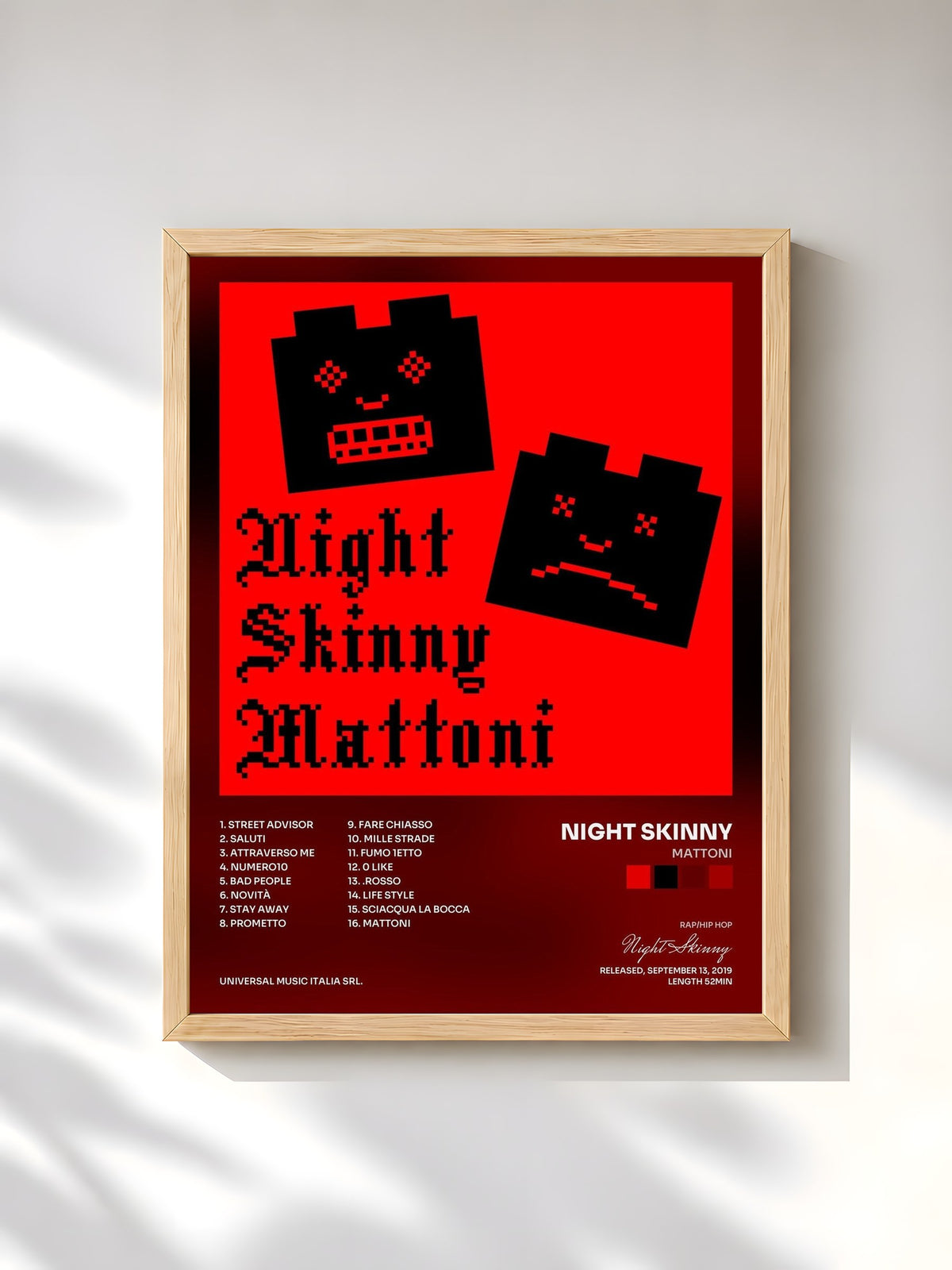 #bois Tableau de l'album Mattoni de Night Skinny, cadre en bois brut, imprimé et encadré en France