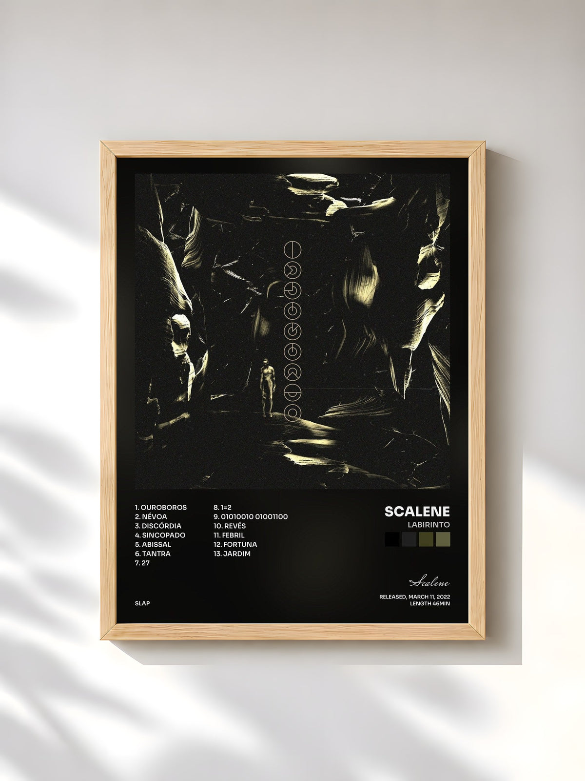 #bois Tableau de l'album LABIRINTO de Scalene, cadre en bois brut, imprimé et encadré en France