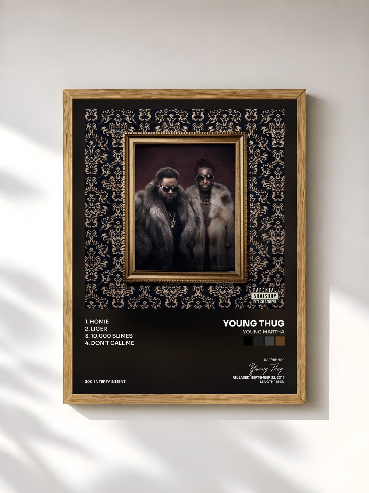 #bois Tableau de l'album Young Martha de Young Thug, cadre en bois brut, imprimé et encadré en France