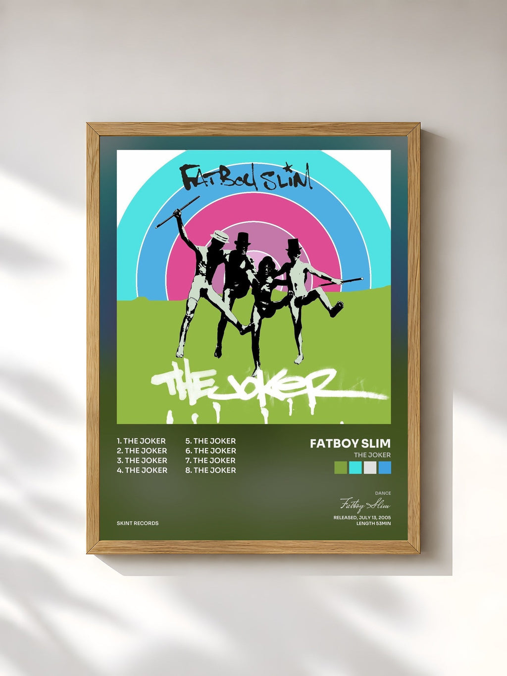 #bois Tableau de l'album The Joker de Fatboy Slim, cadre en bois brut, imprimé et encadré en France
