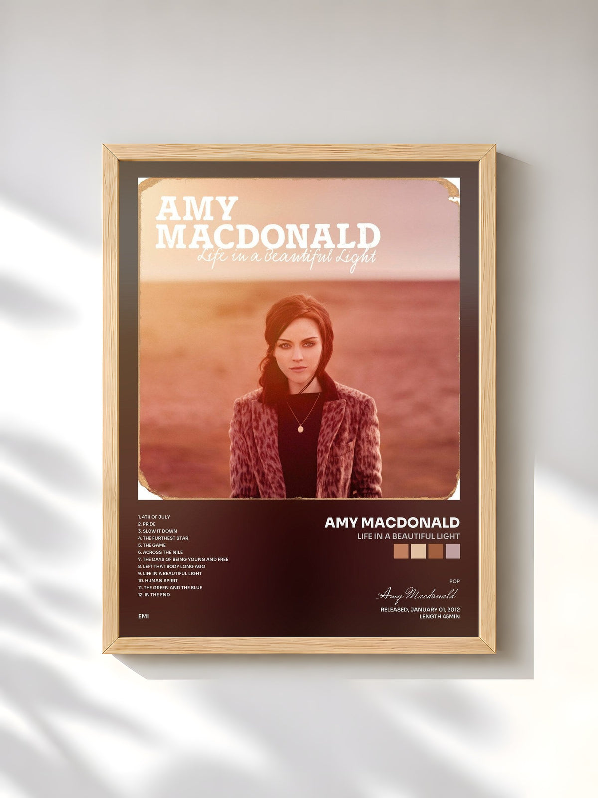 #bois Tableau de l'album Life In A Beautiful Light de Amy Macdonald, cadre en bois brut, imprimé et encadré en France
