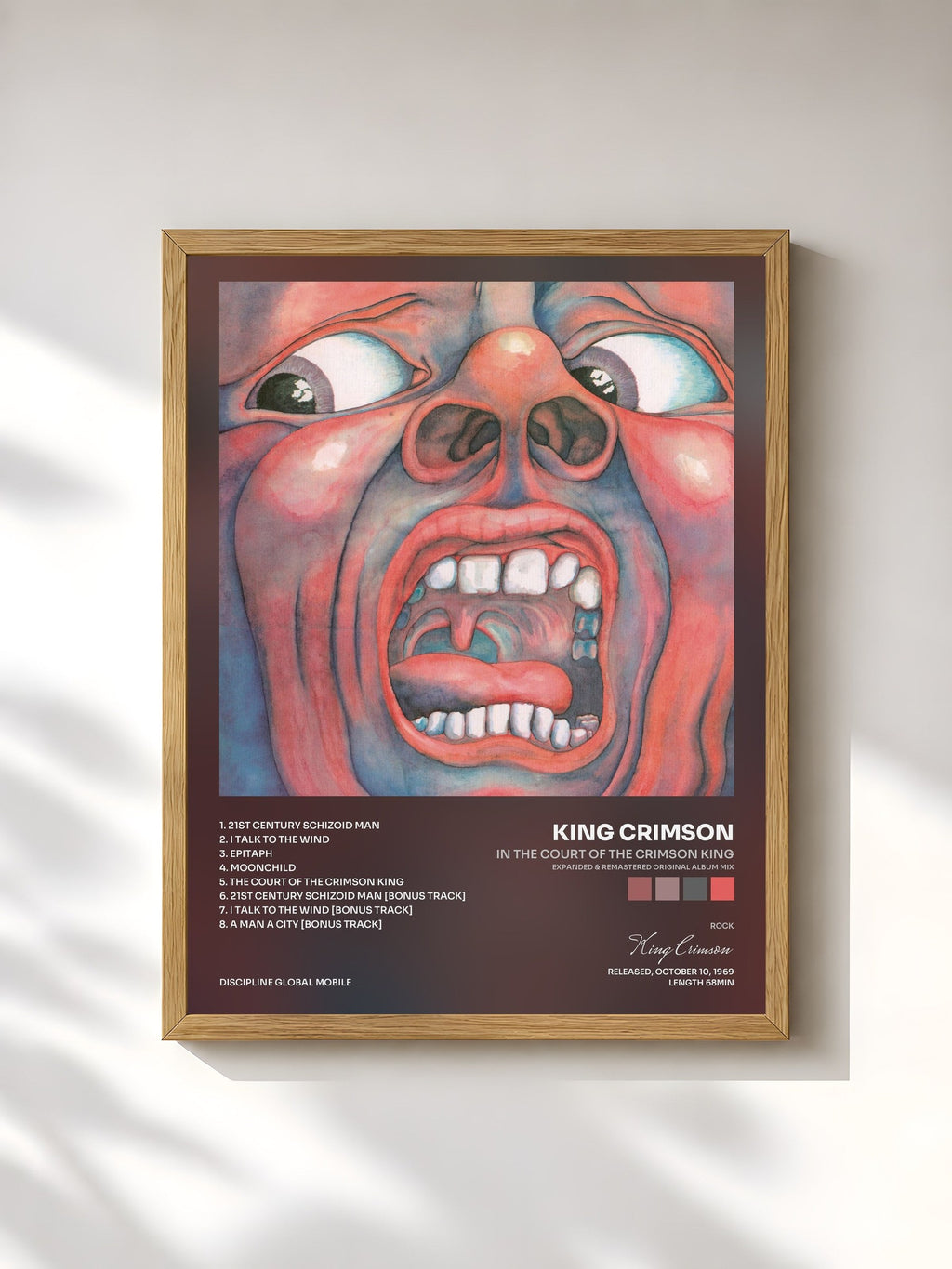 #bois Tableau de l'album In The Court Of The Crimson King (Expanded & Remastered Original Album Mix) de King Crimson, cadre en bois brut, imprimé et encadré en France