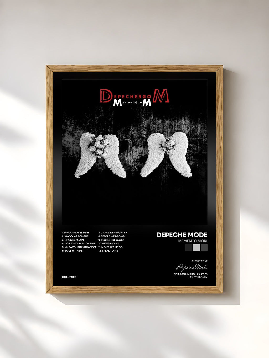#bois Tableau de l'album Memento Mori de Depeche Mode, cadre en bois brut, imprimé et encadré en France