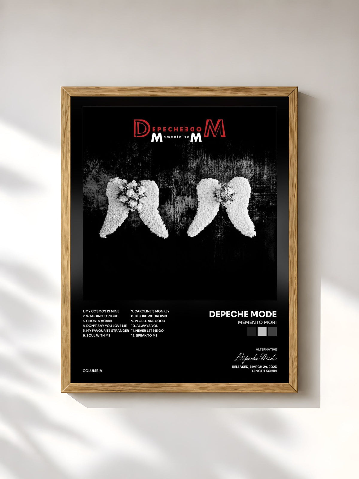 #bois Tableau de l'album Memento Mori de Depeche Mode, cadre en bois brut, imprimé et encadré en France