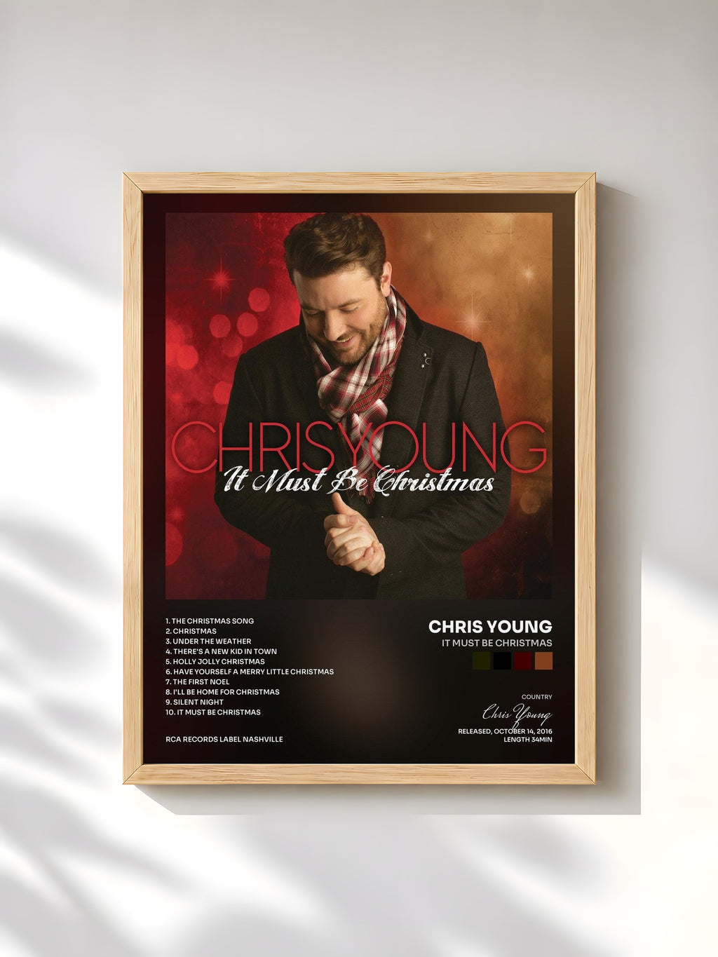 #bois Tableau de l'album It Must Be Christmas de Chris Young, cadre en bois brut, imprimé et encadré en France