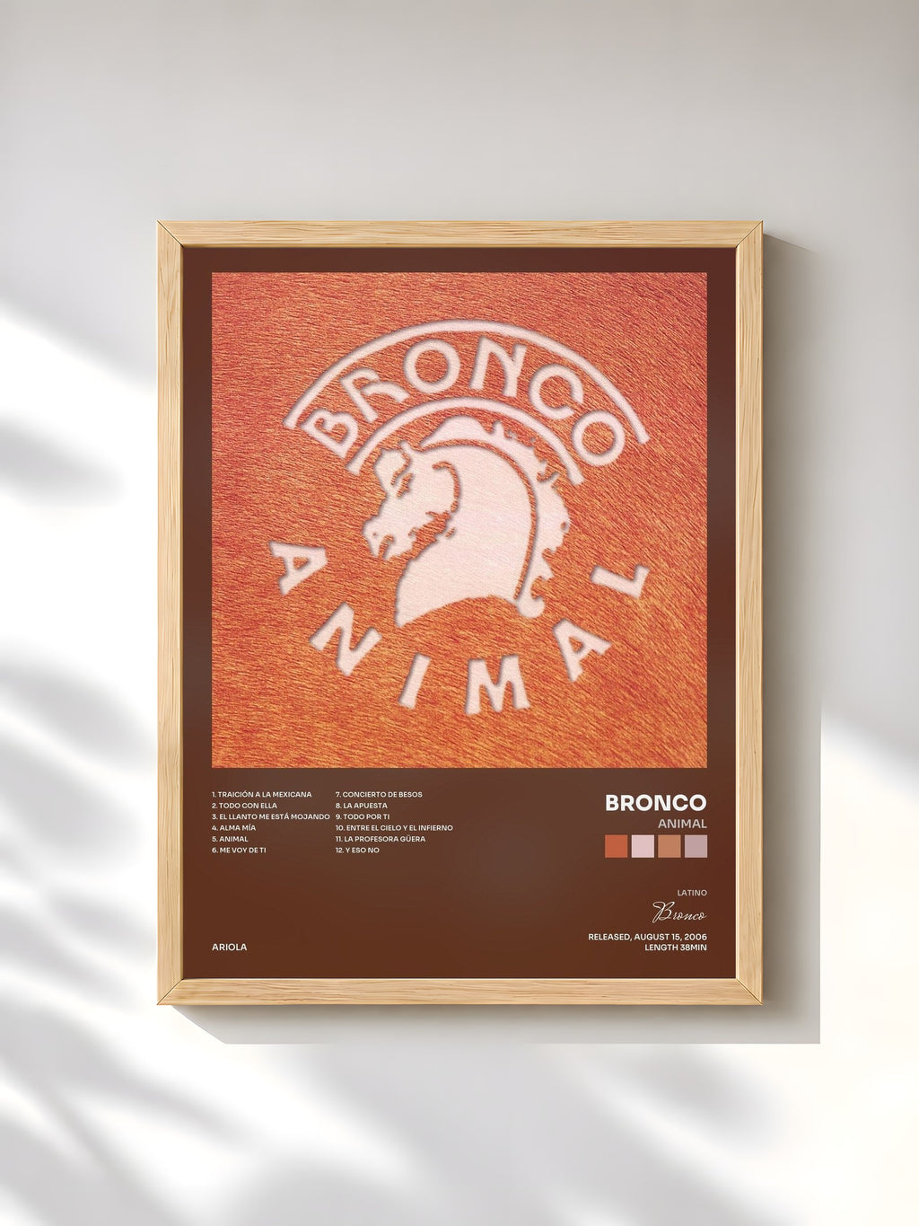 #bois Tableau de l'album Animal de Bronco, cadre en bois brut, imprimé et encadré en France