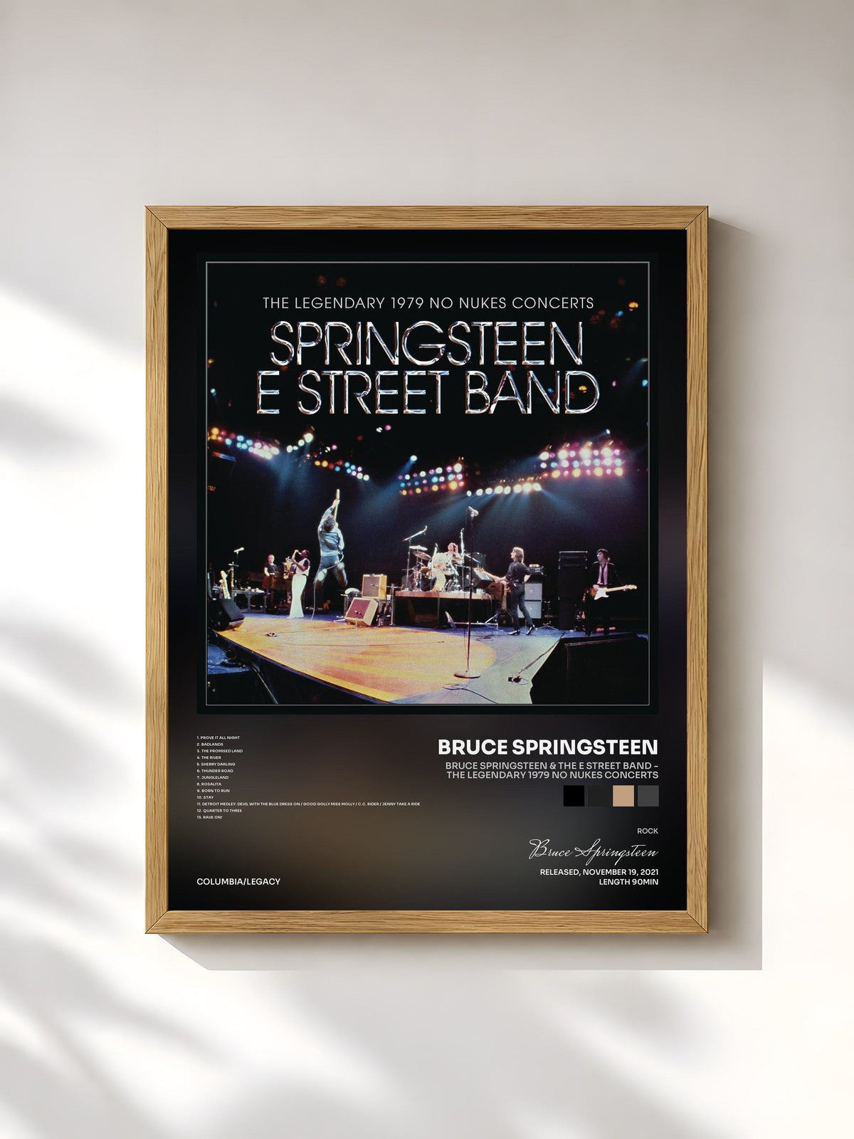 #bois Tableau de l'album Bruce Springsteen & The E Street Band - The Legendary 1979 No Nukes Concerts de Bruce Springsteen, cadre en bois brut, imprimé et encadré en France