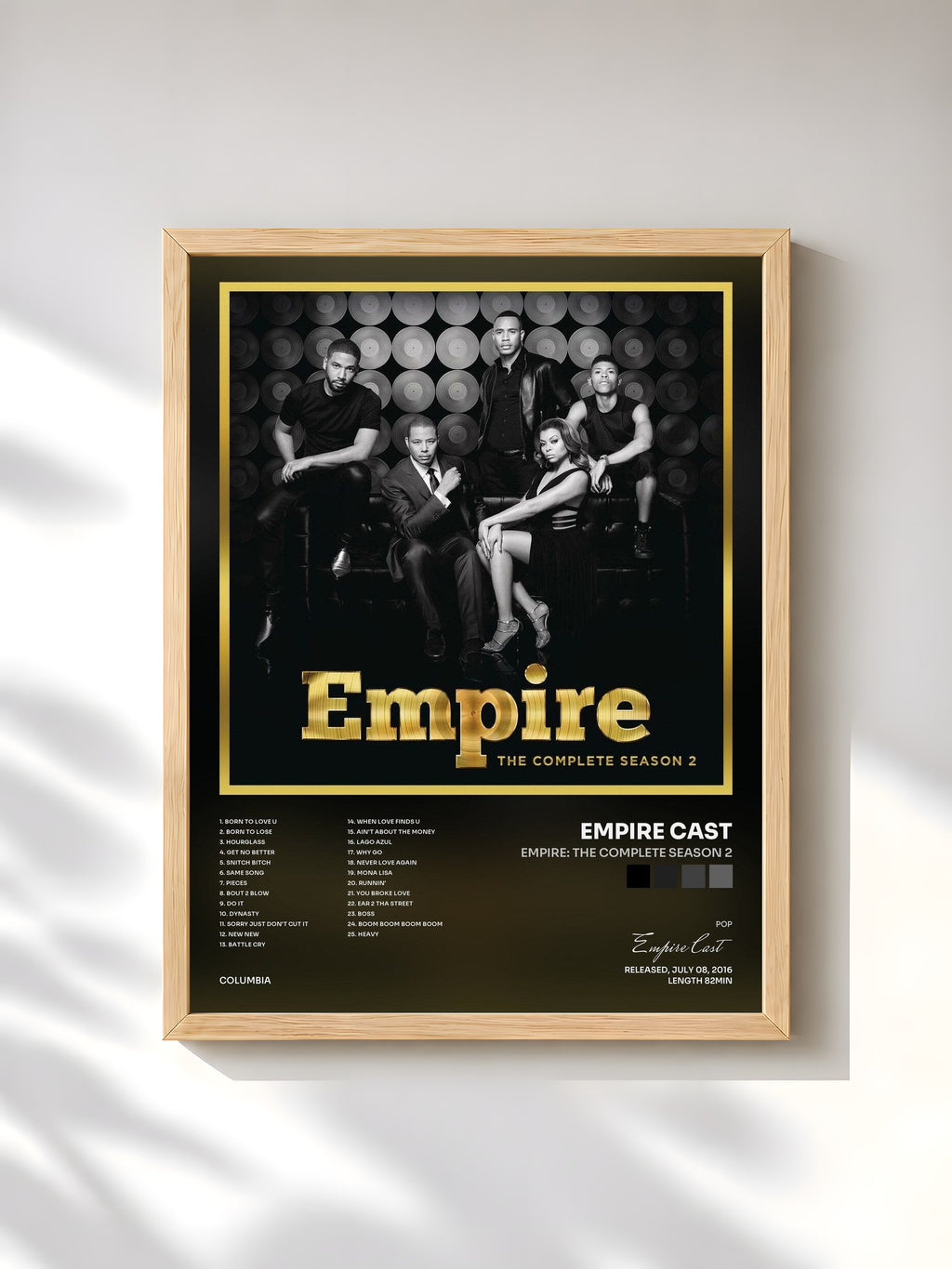 #bois Tableau de l'album Empire: The Complete Season 2 de Empire Cast, cadre en bois brut, imprimé et encadré en France