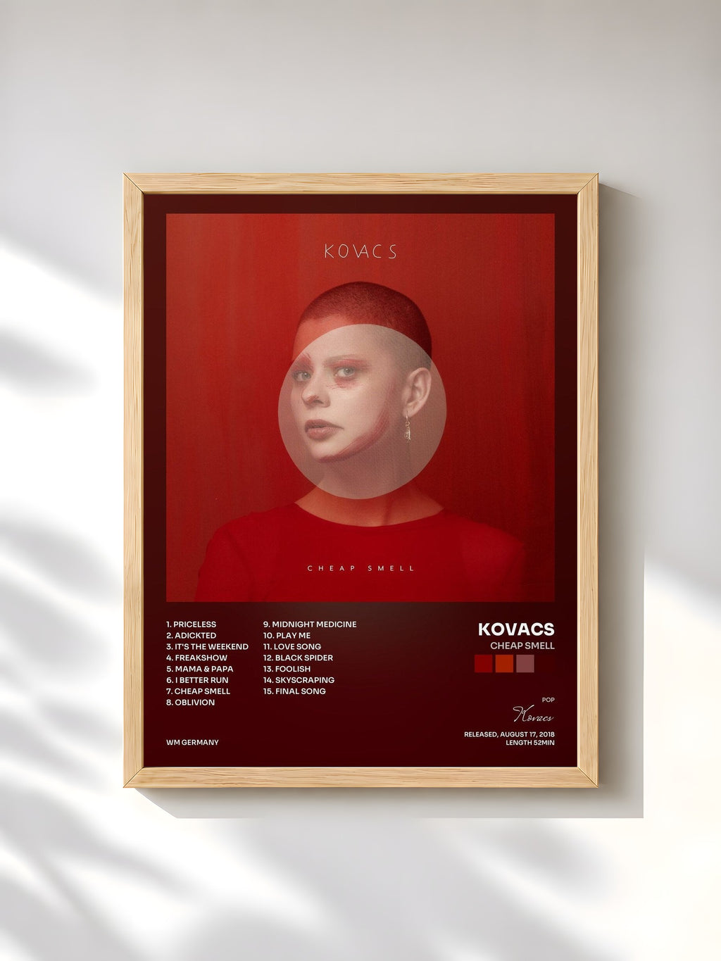 #bois Tableau de l'album Cheap Smell de Kovacs, cadre en bois brut, imprimé et encadré en France