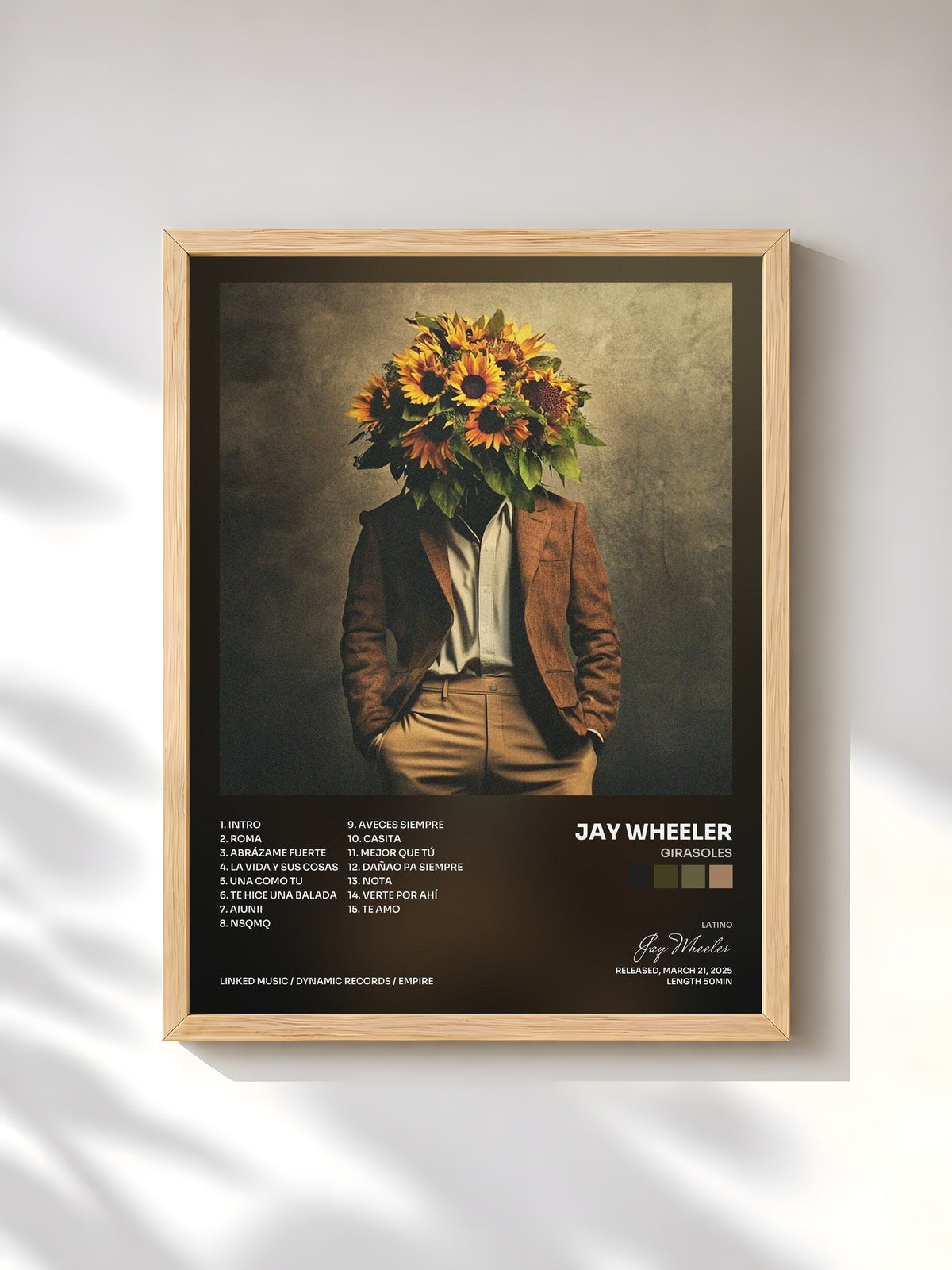 #bois Tableau de l'album GIRASOLES de Jay Wheeler, cadre en bois brut, imprimé et encadré en France