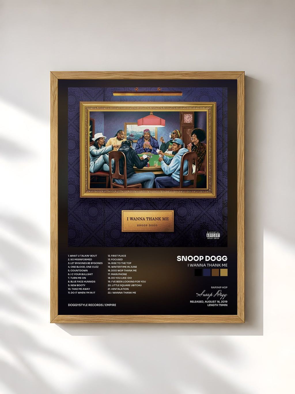 #bois Tableau de l'album I Wanna Thank Me de Snoop Dogg, cadre en bois brut, imprimé et encadré en France