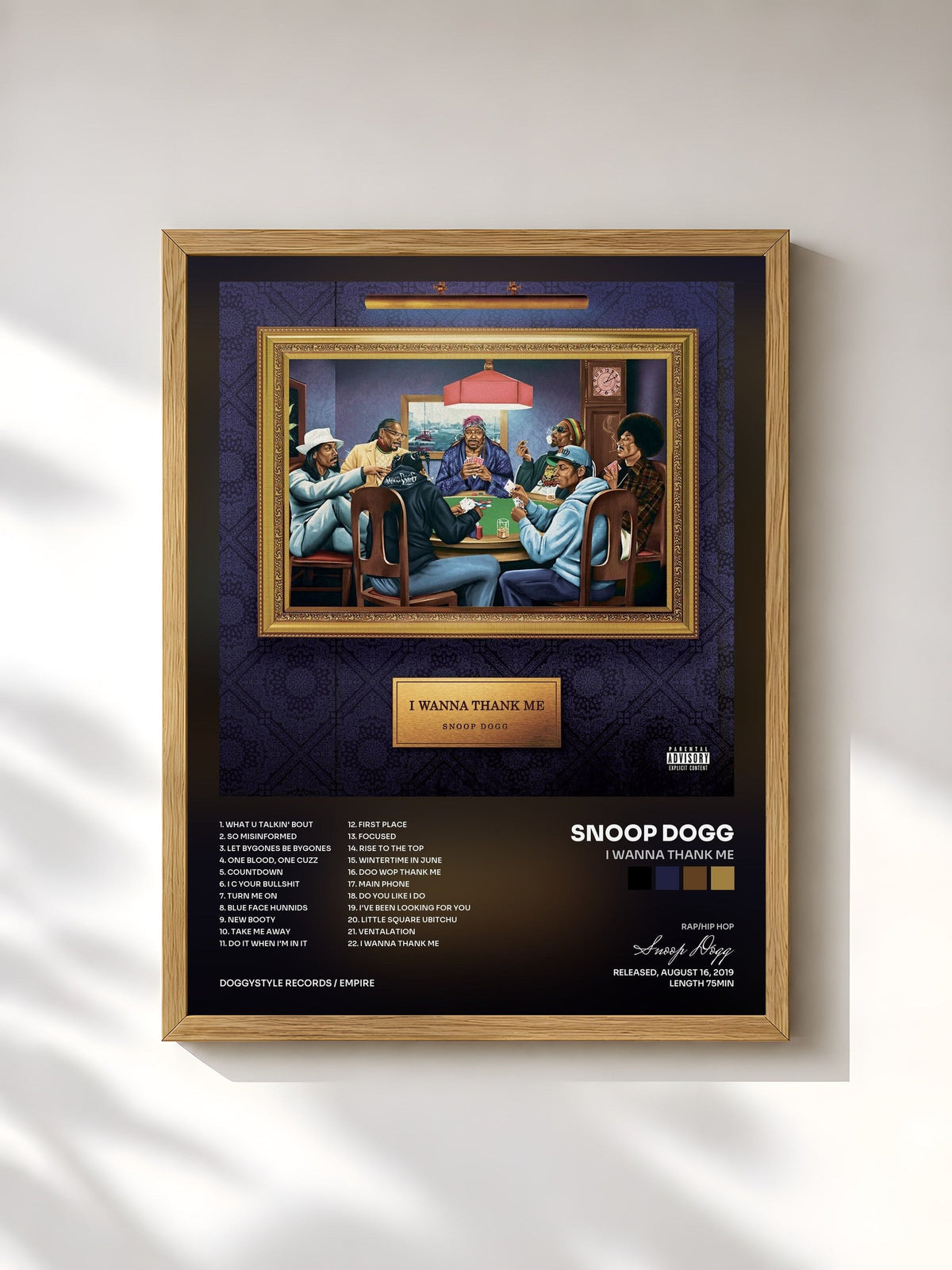 #bois Tableau de l'album I Wanna Thank Me de Snoop Dogg, cadre en bois brut, imprimé et encadré en France