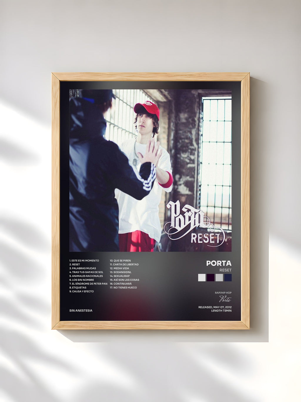 #bois Tableau de l'album Reset de Porta, cadre en bois brut, imprimé et encadré en France