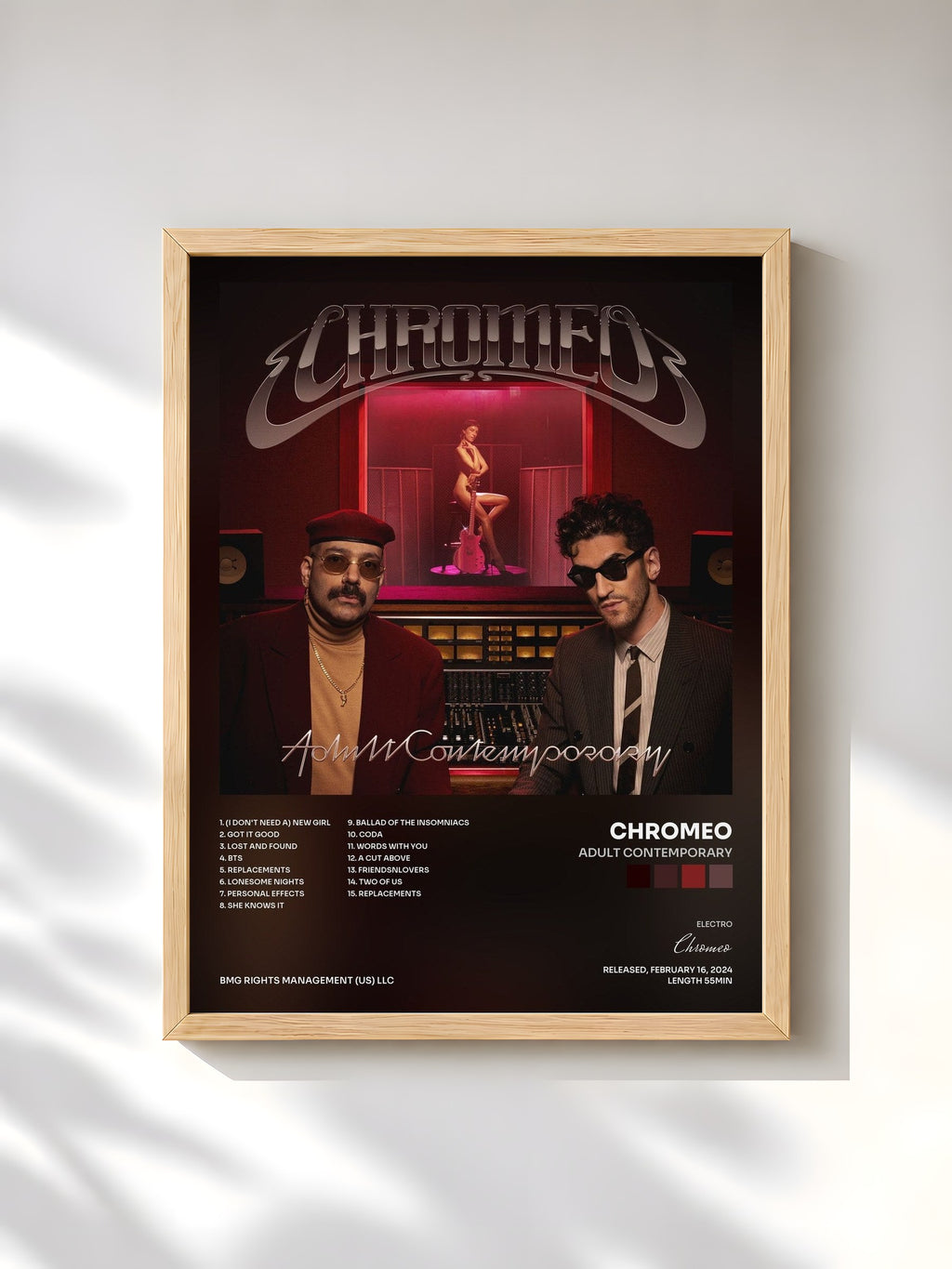 #bois Tableau de l'album Adult Contemporary de Chromeo, cadre en bois brut, imprimé et encadré en France
