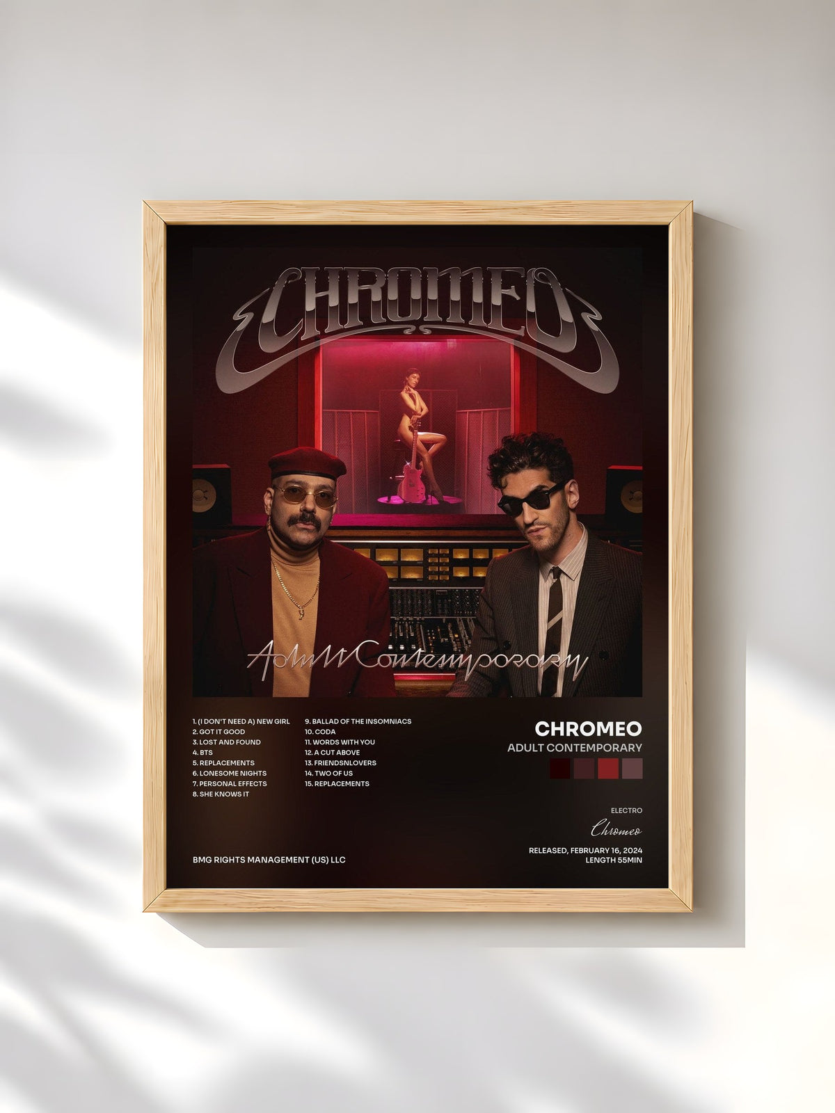 #bois Tableau de l'album Adult Contemporary de Chromeo, cadre en bois brut, imprimé et encadré en France