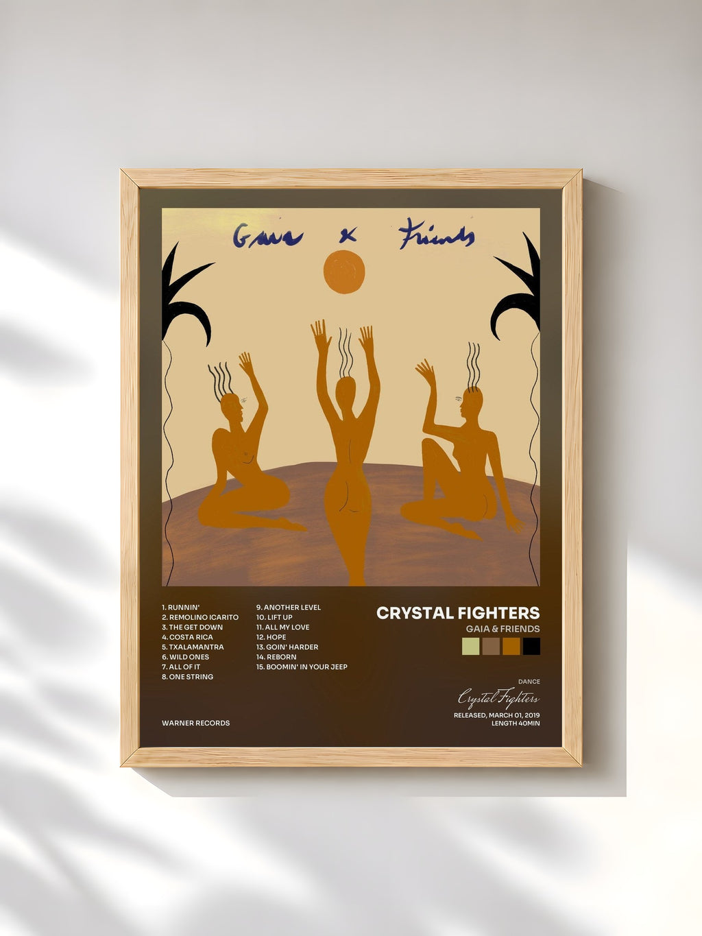 #bois Tableau de l'album Gaia & Friends de Crystal Fighters, cadre en bois brut, imprimé et encadré en France