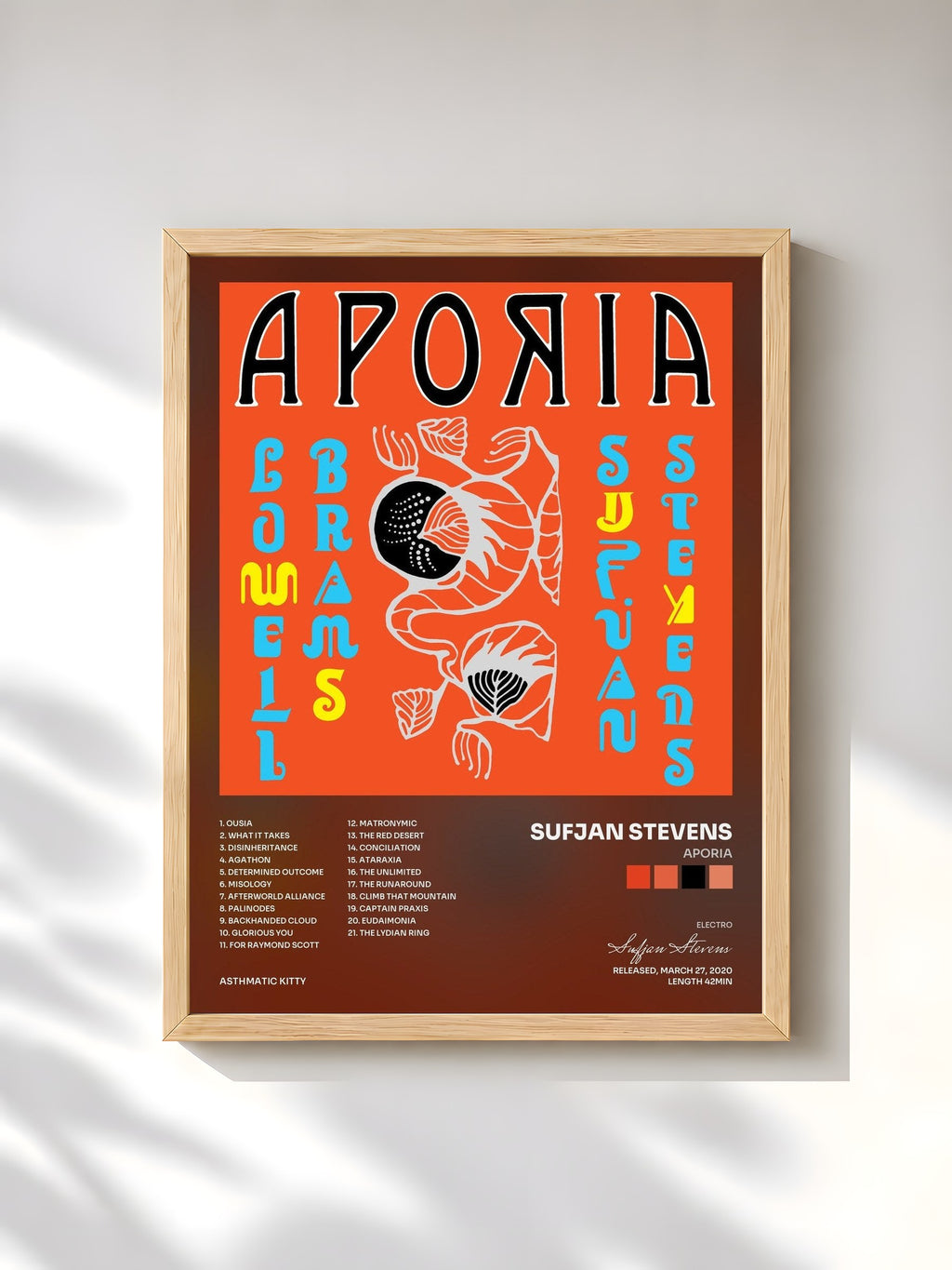 #bois Tableau de l'album Aporia de Sufjan Stevens, cadre en bois brut, imprimé et encadré en France