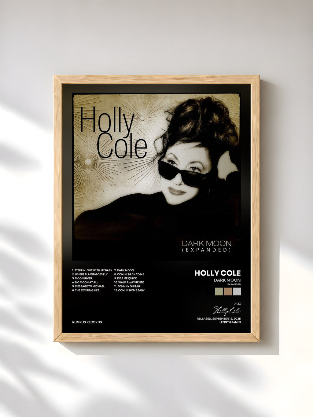 #bois Tableau de l'album Dark Moon (Expanded) de Holly Cole, cadre en bois brut, imprimé et encadré en France