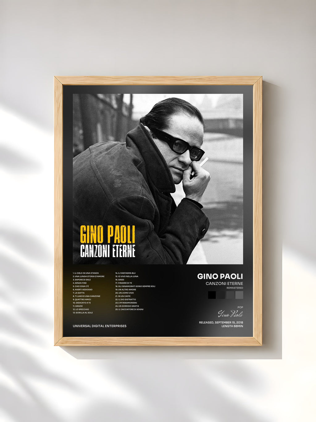 #bois Tableau de l'album Canzoni Eterne (Remastered) de Gino Paoli, cadre en bois brut, imprimé et encadré en France