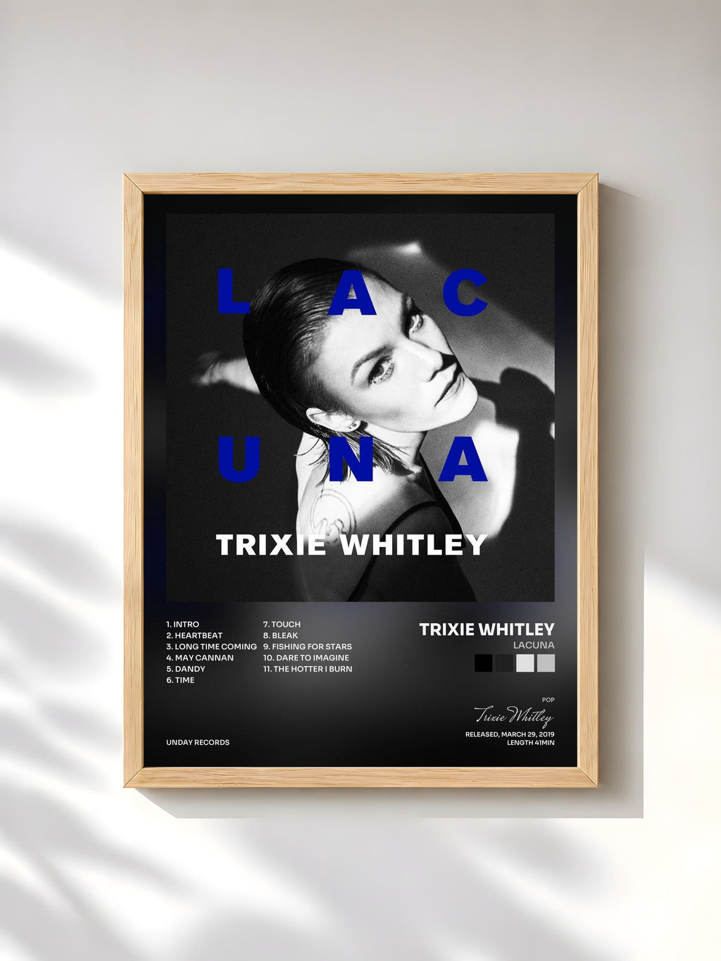 #bois Tableau de l'album Lacuna de Trixie Whitley, cadre en bois brut, imprimé et encadré en France