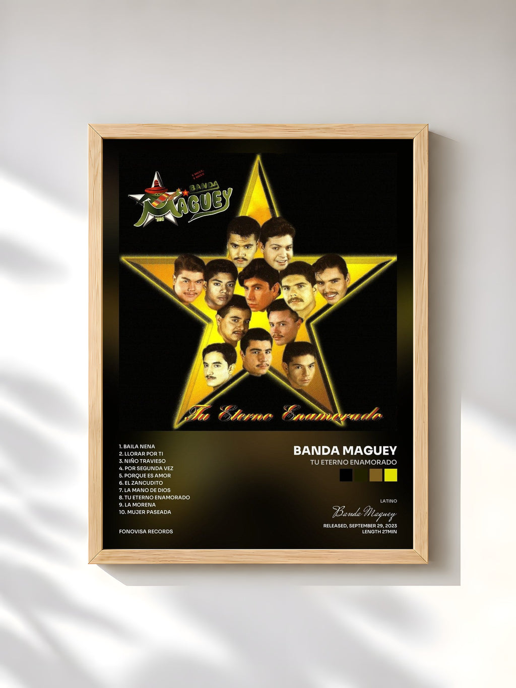 #bois Tableau de l'album Tu Eterno Enamorado de Banda Maguey, cadre en bois brut, imprimé et encadré en France