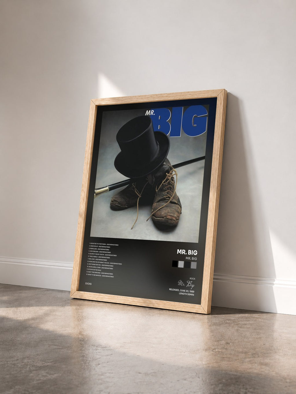 #bois Tableau de l'album Mr. Big de Mr. Big vu de trois quarts, cadre en bois brut