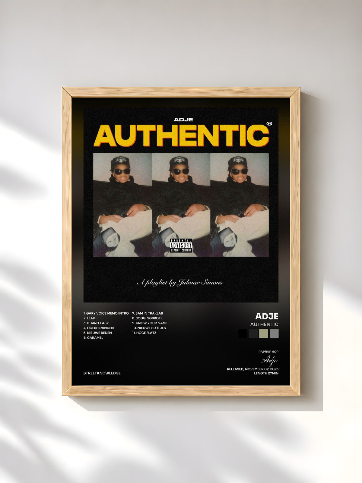 #bois Tableau de l'album Authentic de Adje, cadre en bois brut, imprimé et encadré en France