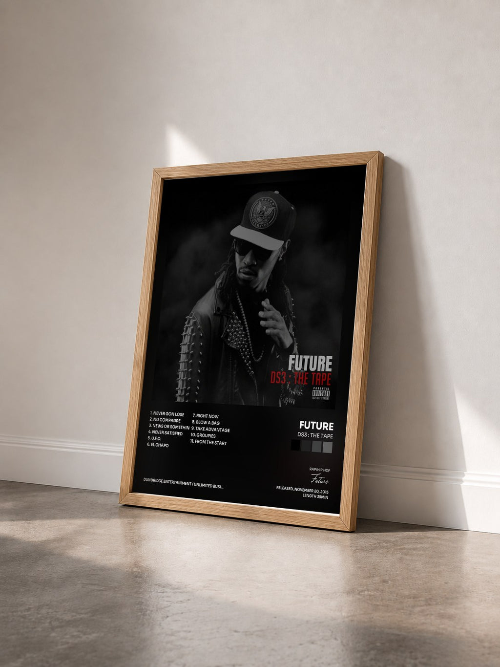 #bois Tableau de l'album DS3 : The Tape de Future vu de trois quarts, cadre en bois brut