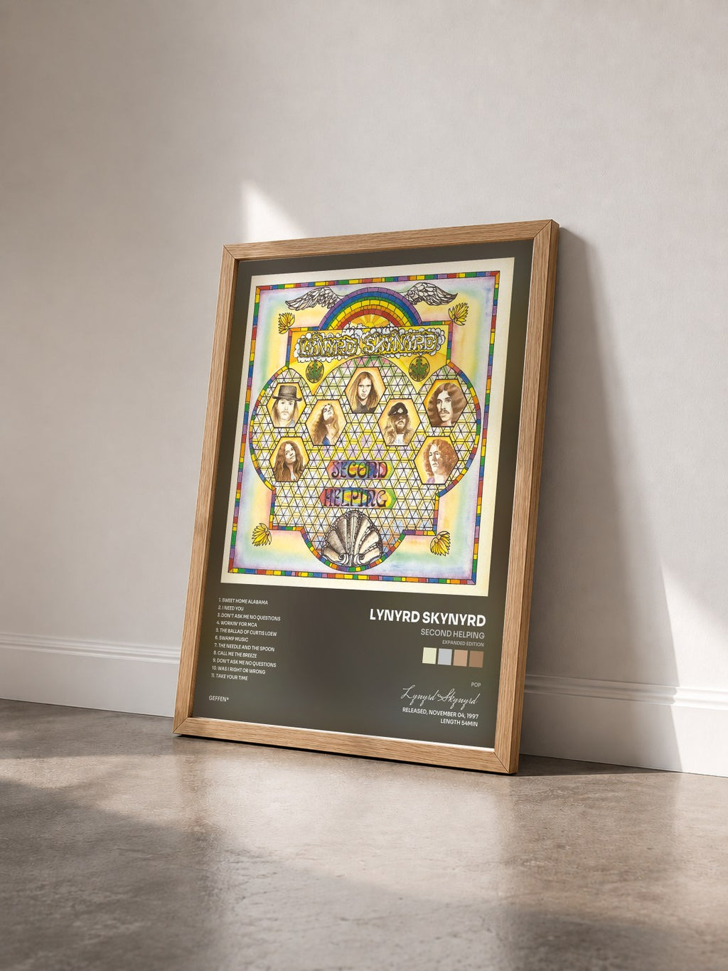 #bois Tableau de l'album Second Helping (Expanded Edition) de Lynyrd Skynyrd vu de trois quarts, cadre en bois brut