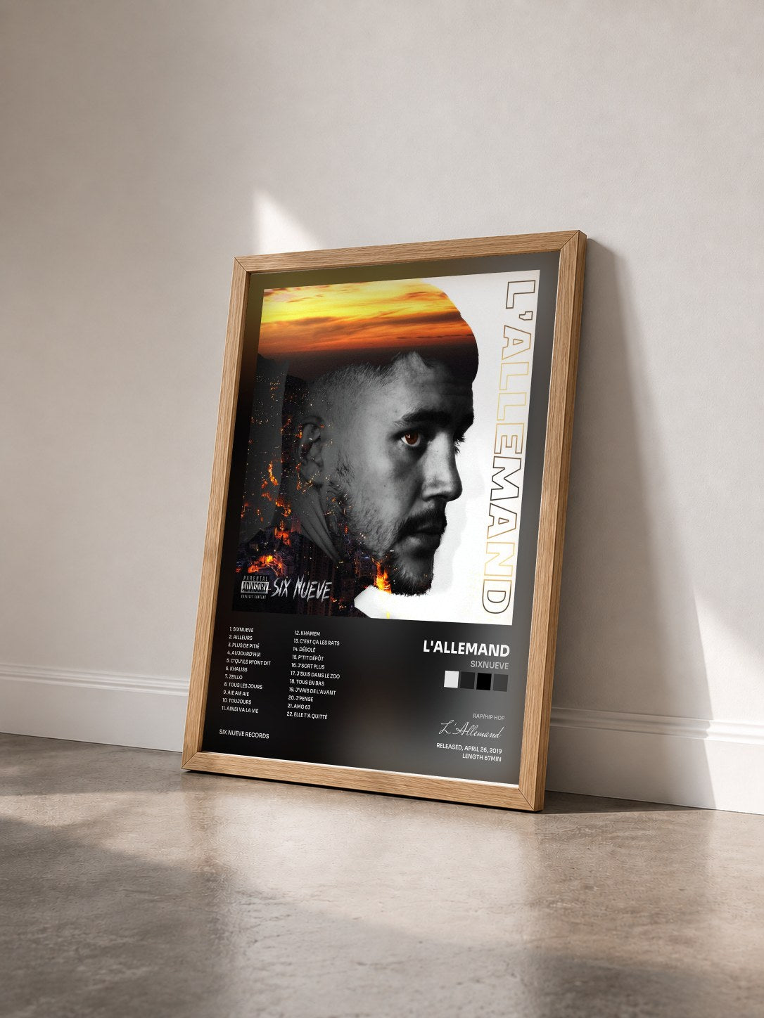 #bois Tableau de l'album Sixnueve de L'Allemand vu de trois quarts, cadre en bois brut
