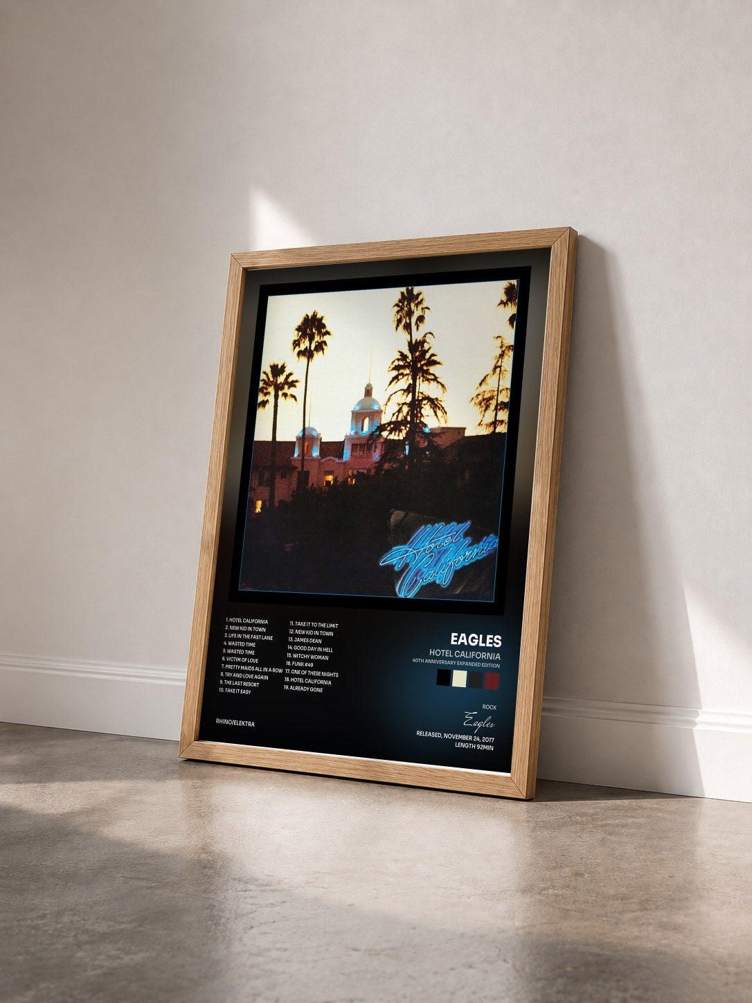 #bois Tableau de l'album Hotel California (40th Anniversary Expanded Edition) de Eagles vu de trois quarts, cadre en bois brut
