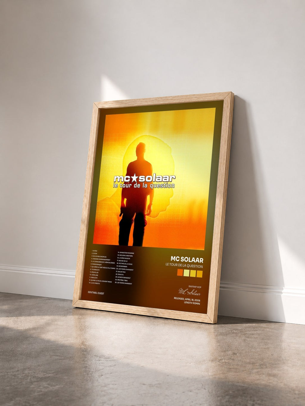 #bois Tableau de l'album Le tour de la question de MC Solaar vu de trois quarts, cadre en bois brut