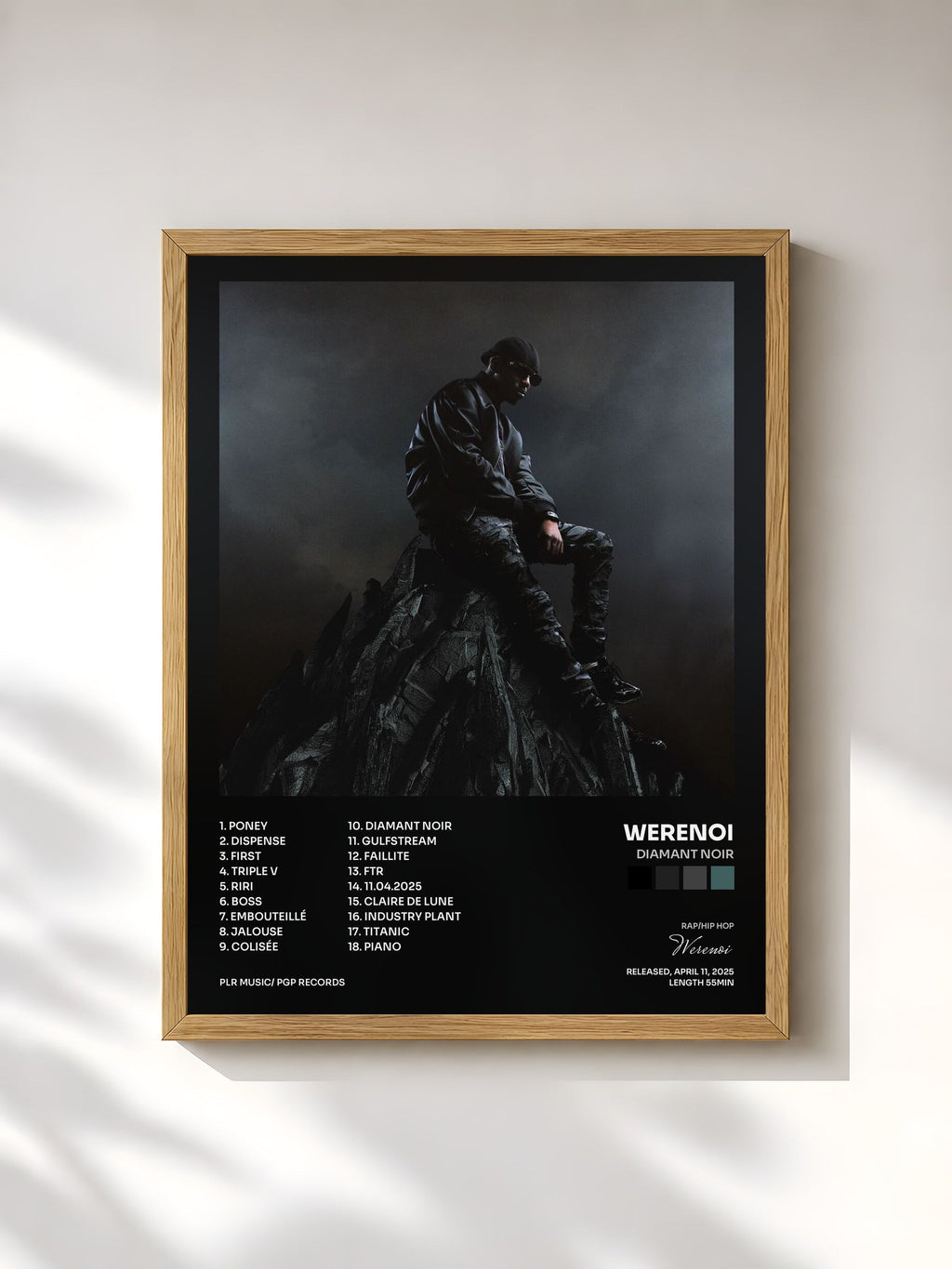 #bois Tableau de l'album Diamant Noir de Werenoi, cadre en bois brut, imprimé et encadré en France