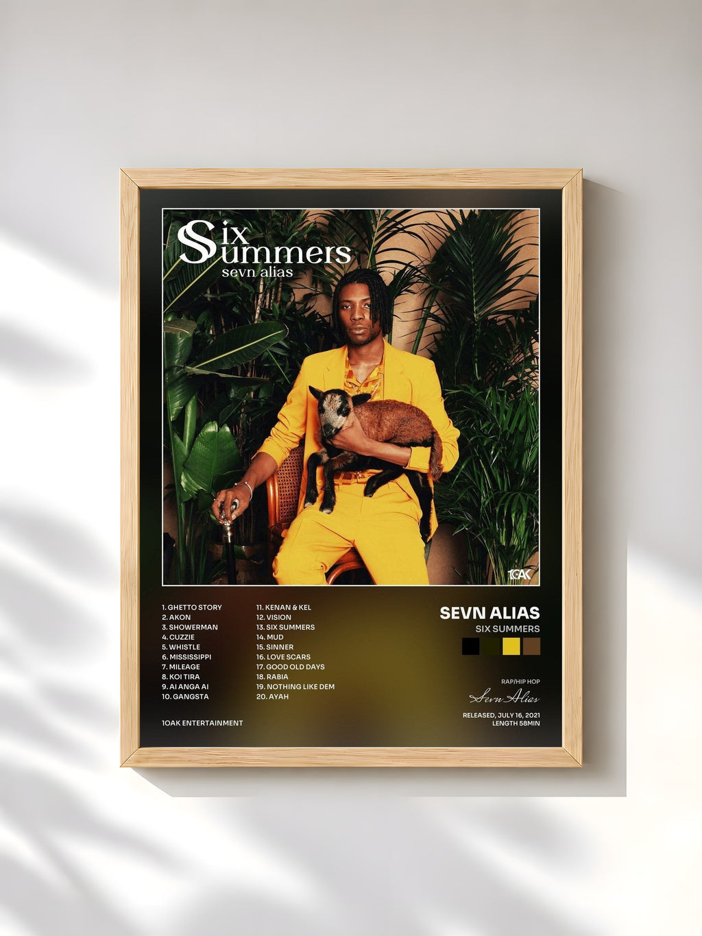 #bois Tableau de l'album Six Summers de Sevn Alias, cadre en bois brut, imprimé et encadré en France