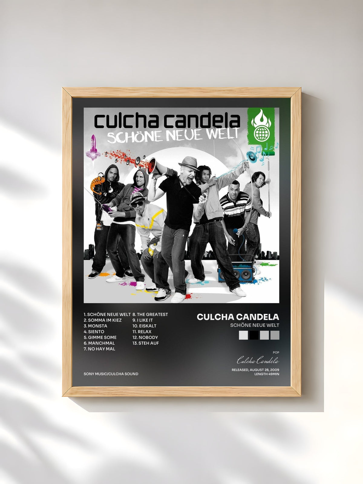 #bois Tableau de l'album Schöne Neue Welt de Culcha Candela, cadre en bois brut, imprimé et encadré en France
