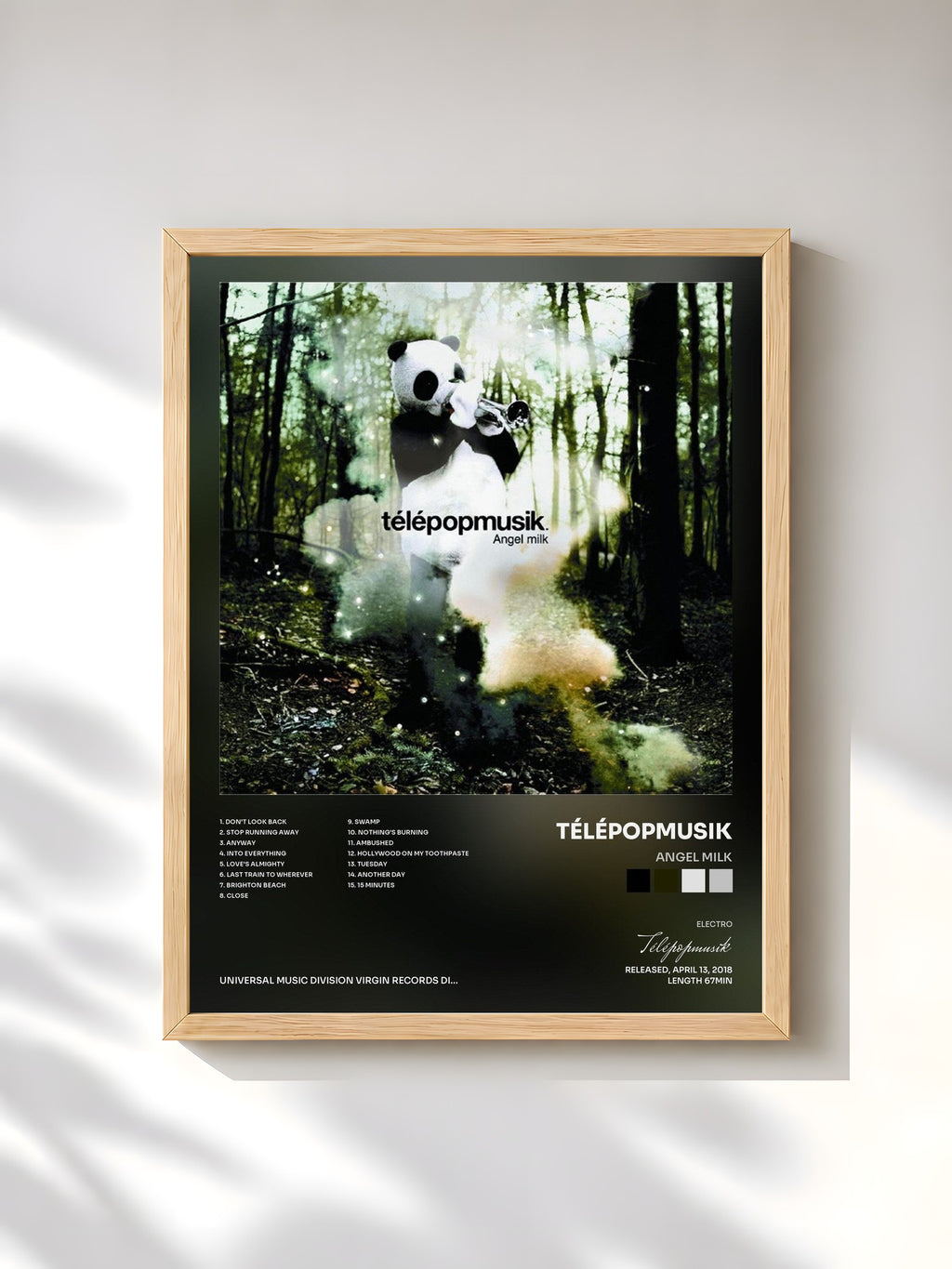 #bois Tableau de l'album Angel Milk de Télépopmusik, cadre en bois brut, imprimé et encadré en France
