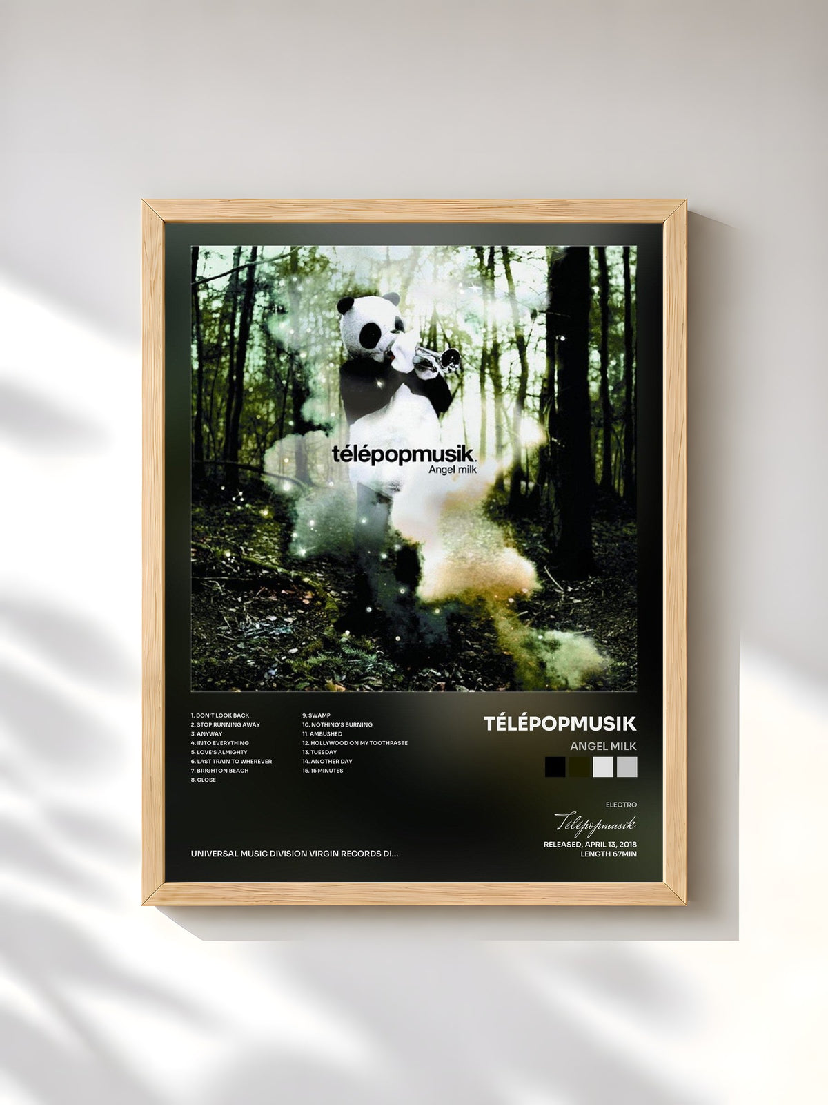 #bois Tableau de l'album Angel Milk de Télépopmusik, cadre en bois brut, imprimé et encadré en France