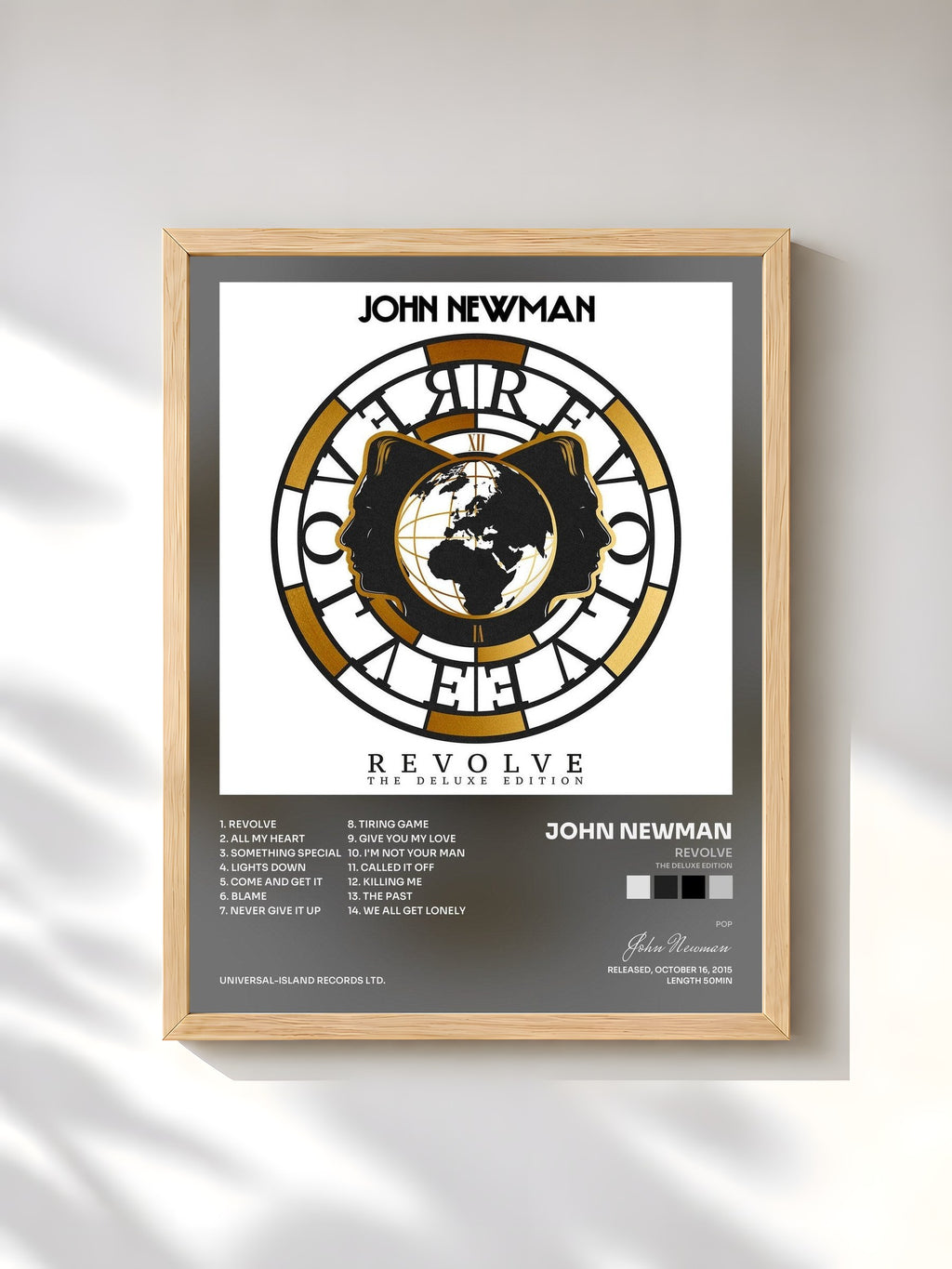 #bois Tableau de l'album Revolve (The Deluxe Edition) de John Newman, cadre en bois brut, imprimé et encadré en France