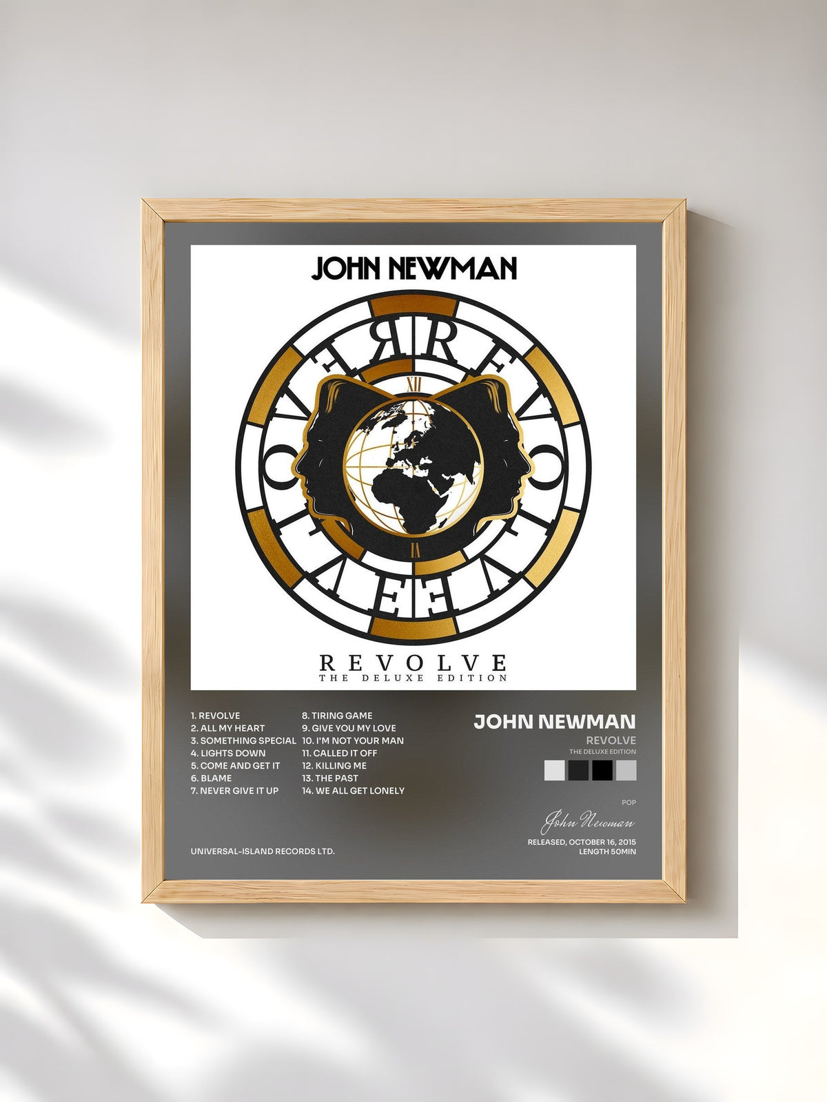 #bois Tableau de l'album Revolve (The Deluxe Edition) de John Newman, cadre en bois brut, imprimé et encadré en France