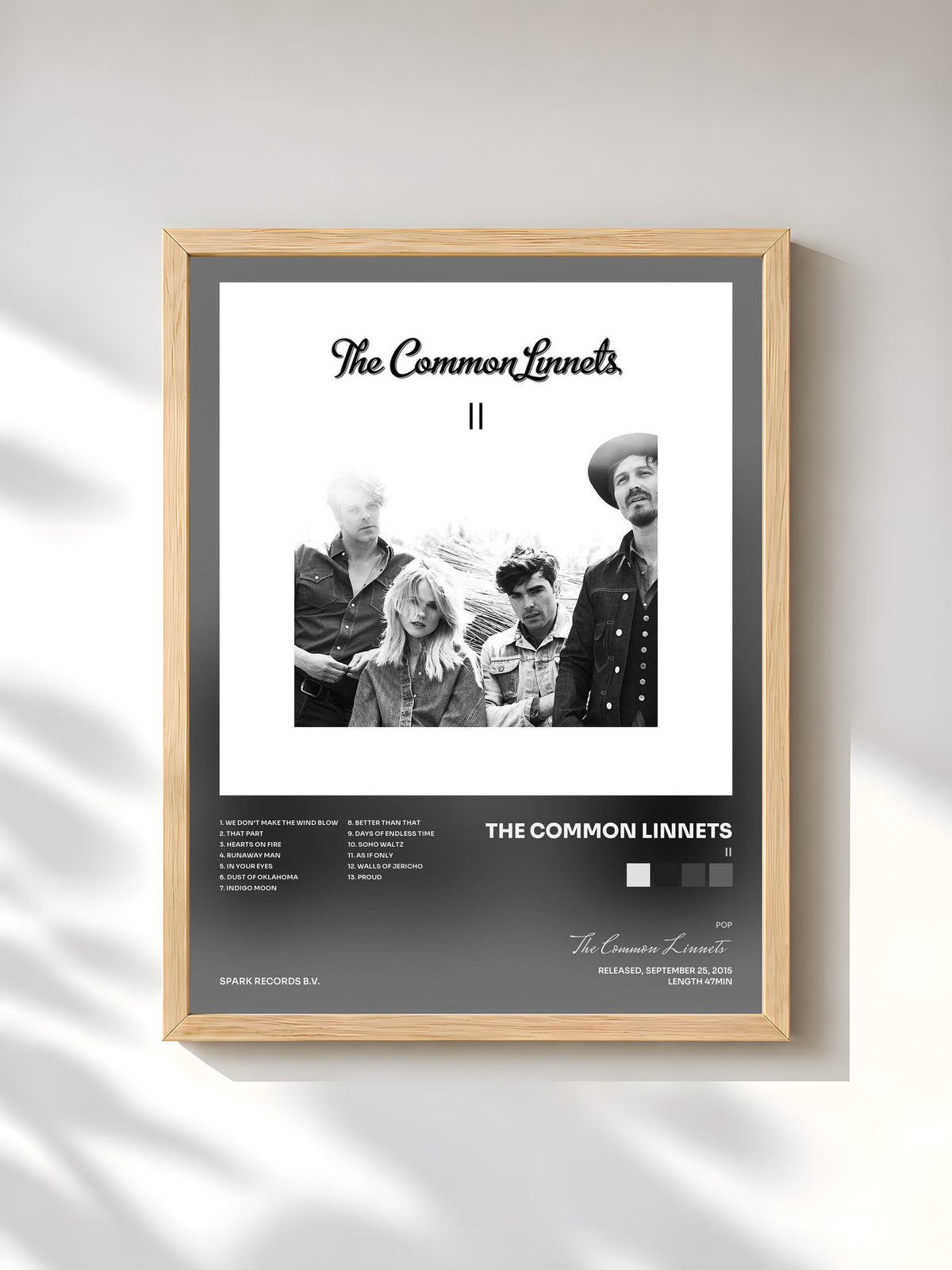 #bois Tableau de l'album II de The Common Linnets, cadre en bois brut, imprimé et encadré en France