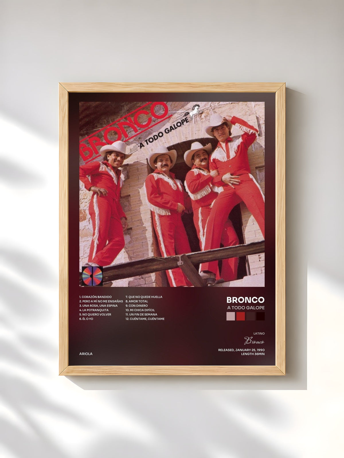 #bois Tableau de l'album A Todo Galope de Bronco, cadre en bois brut, imprimé et encadré en France