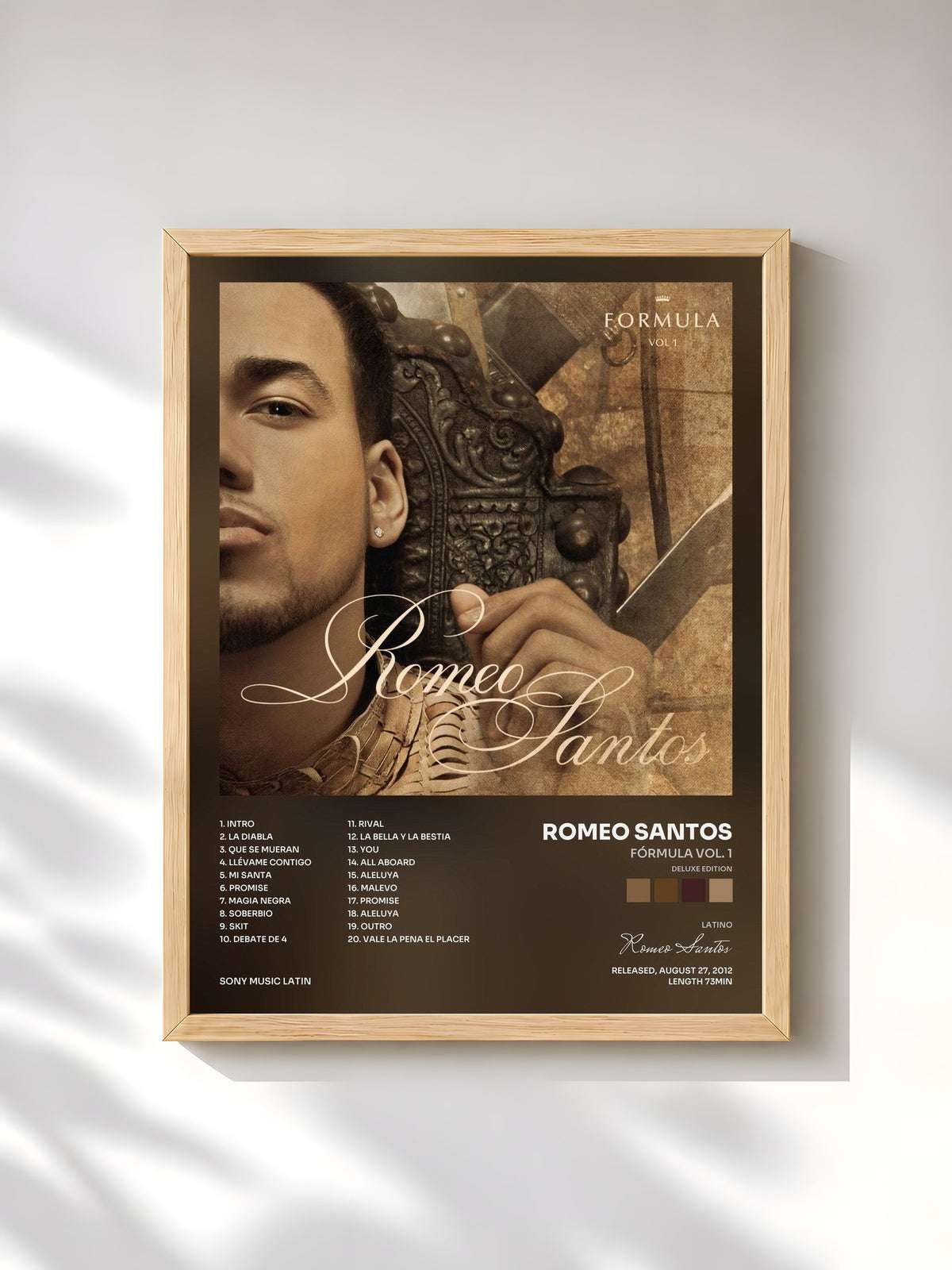 #bois Tableau de l'album Fórmula Vol. 1 (Deluxe Edition) de Romeo Santos, cadre en bois brut, imprimé et encadré en France
