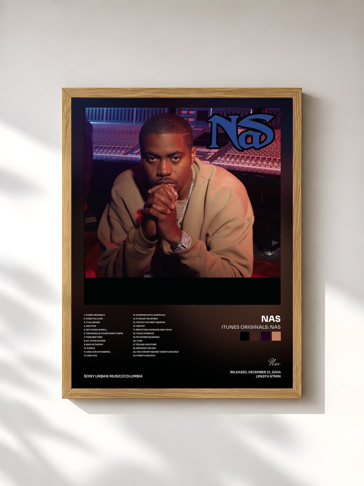 #bois Tableau de l'album iTunes Originals: Nas de Nas, cadre en bois brut, imprimé et encadré en France