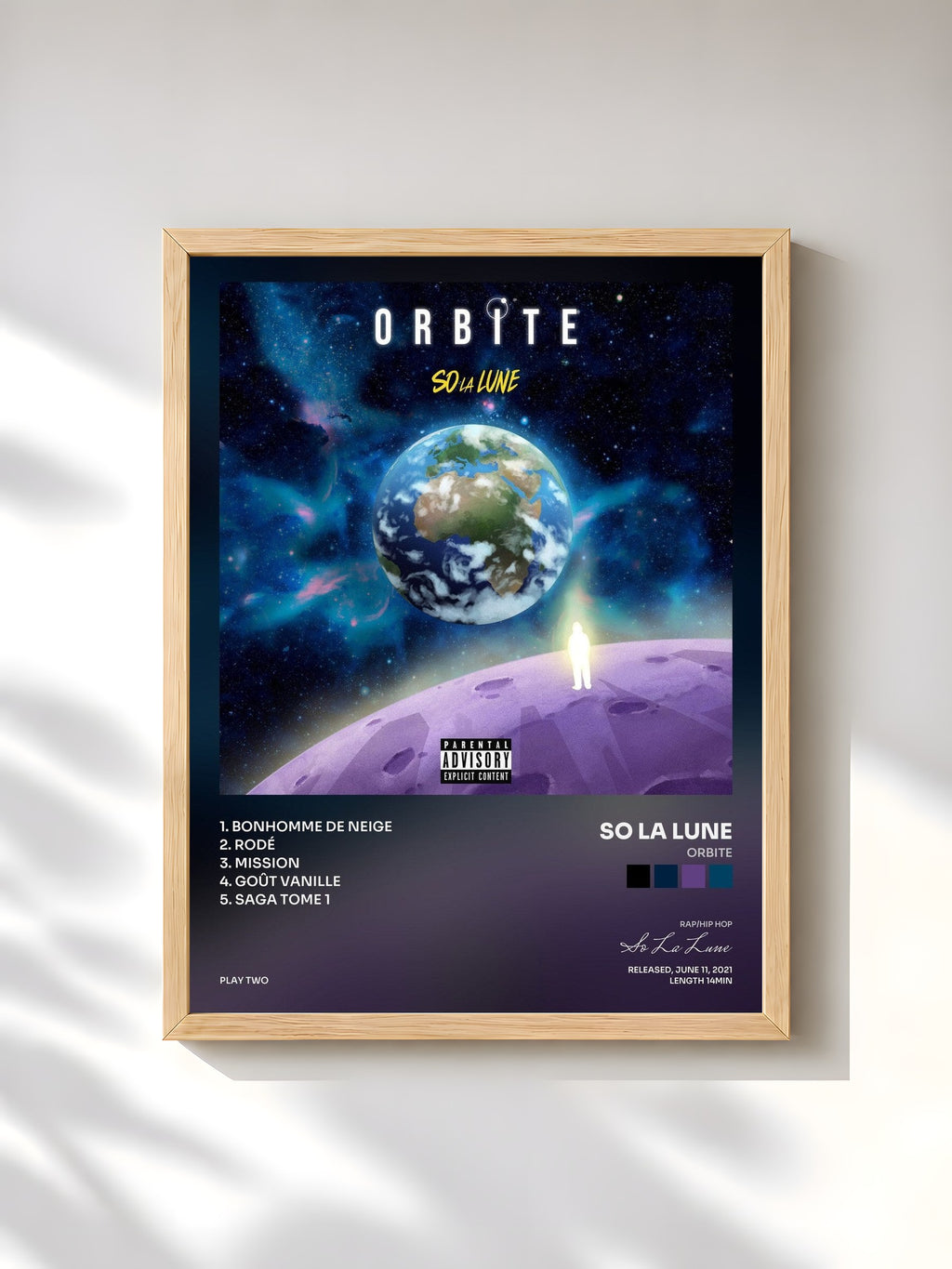 #bois Tableau de l'album Orbite de So La Lune, cadre en bois brut, imprimé et encadré en France