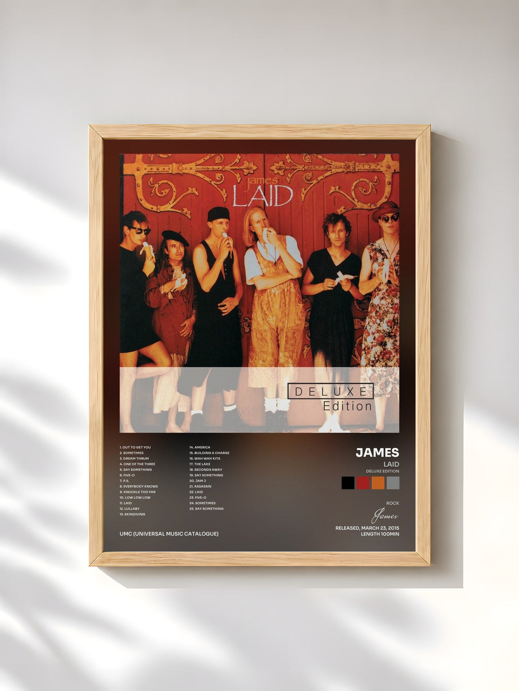 #bois Tableau de l'album Laid (Deluxe Edition) de James, cadre en bois brut, imprimé et encadré en France