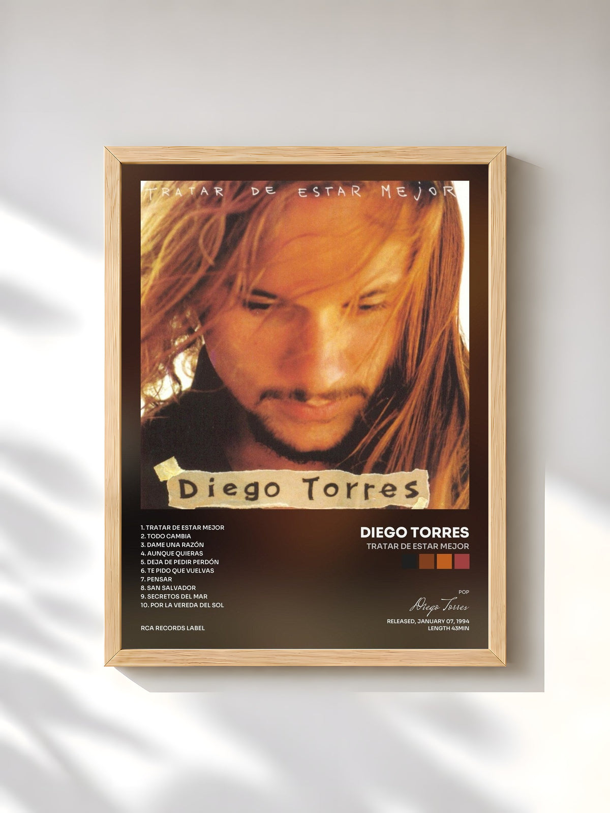 #bois Tableau de l'album Tratar De Estar Mejor de Diego Torres, cadre en bois brut, imprimé et encadré en France