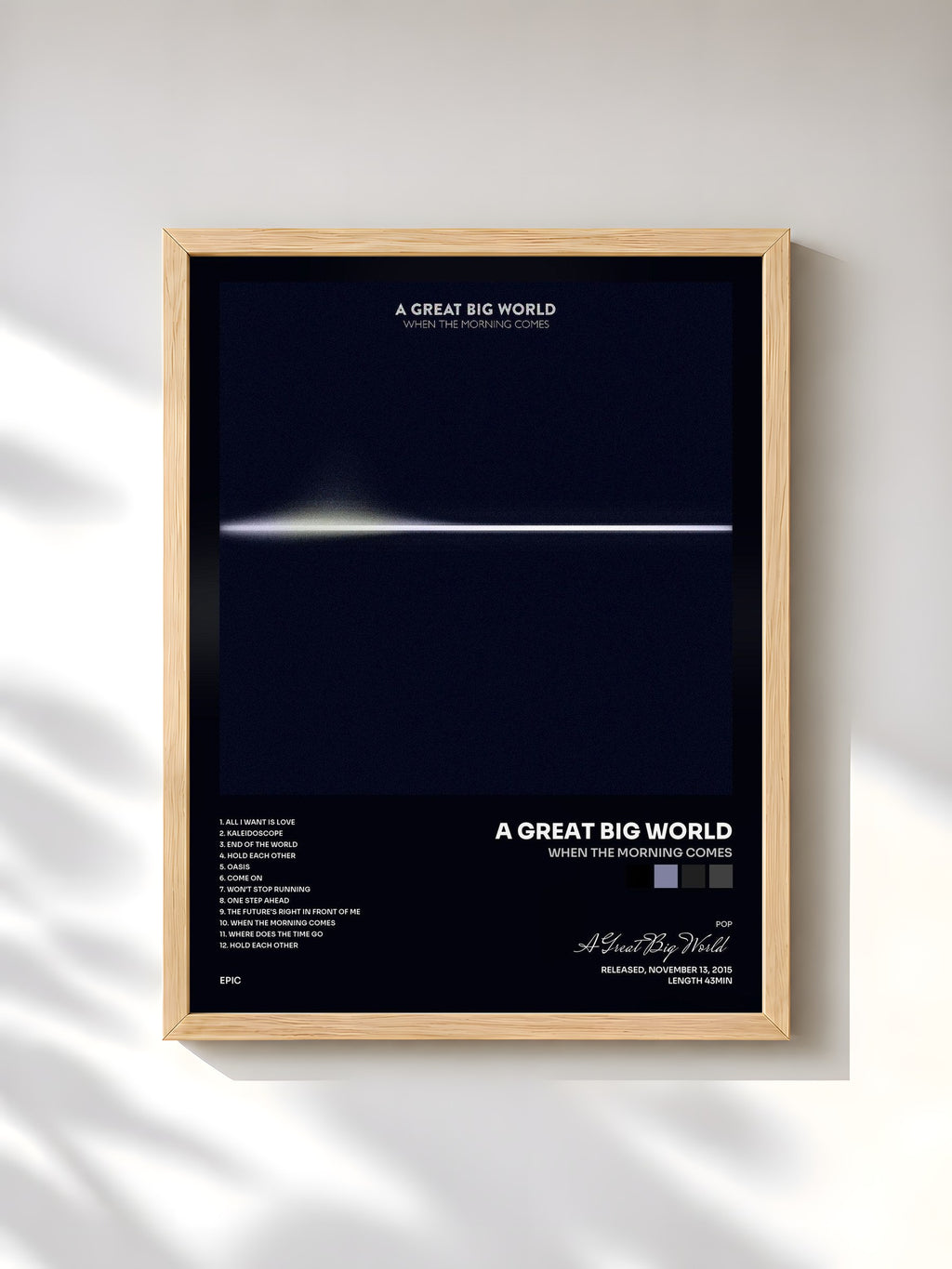 #bois Tableau de l'album When the Morning Comes de A Great Big World, cadre en bois brut, imprimé et encadré en France