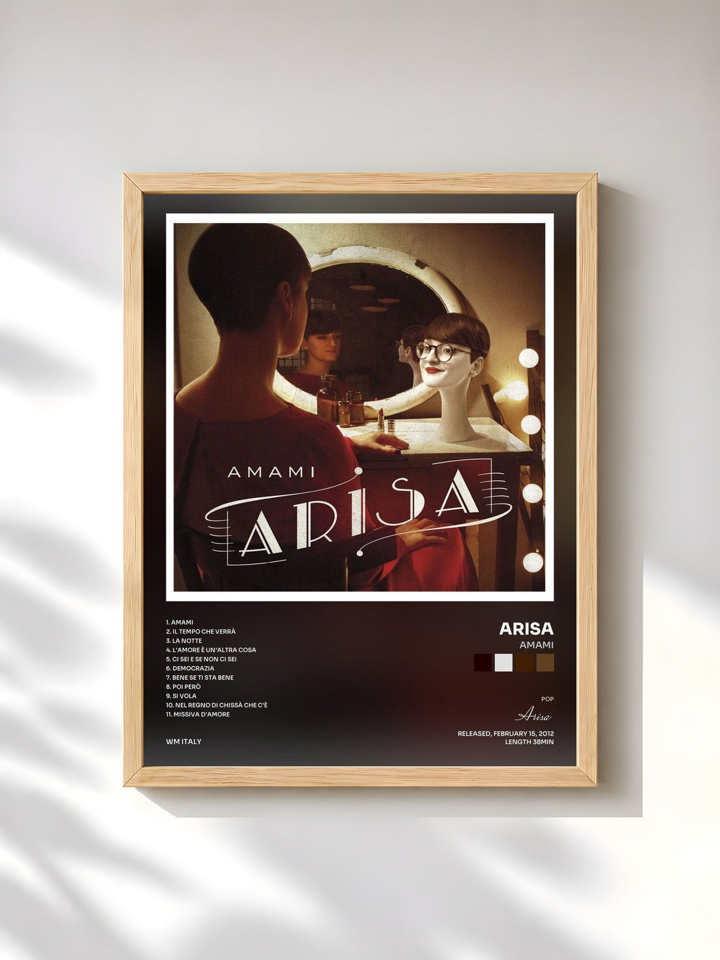 #bois Tableau de l'album Amami de Arisa, cadre en bois brut, imprimé et encadré en France